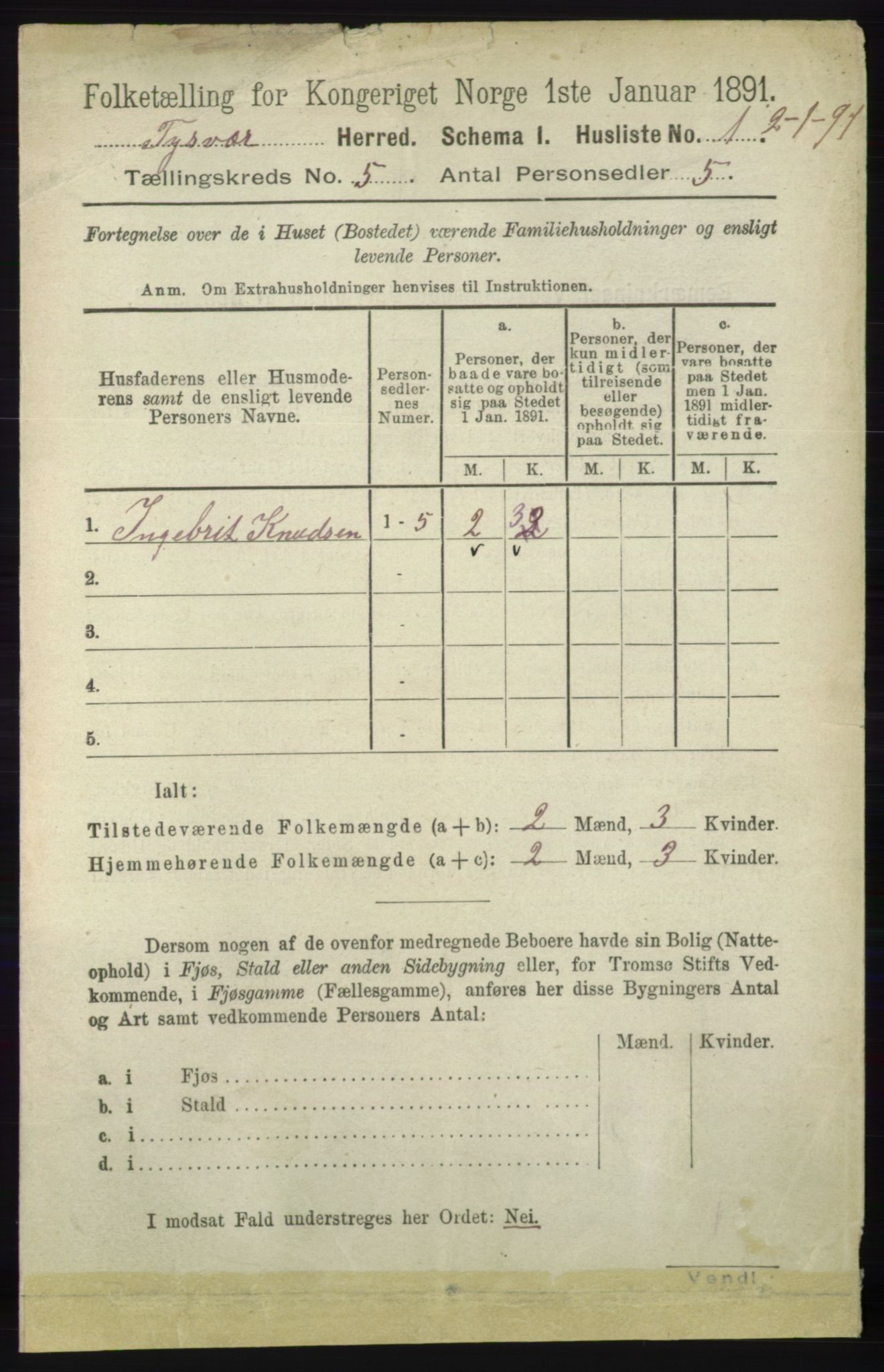 RA, 1891 census for 1146 Tysvær, 1891, p. 1787