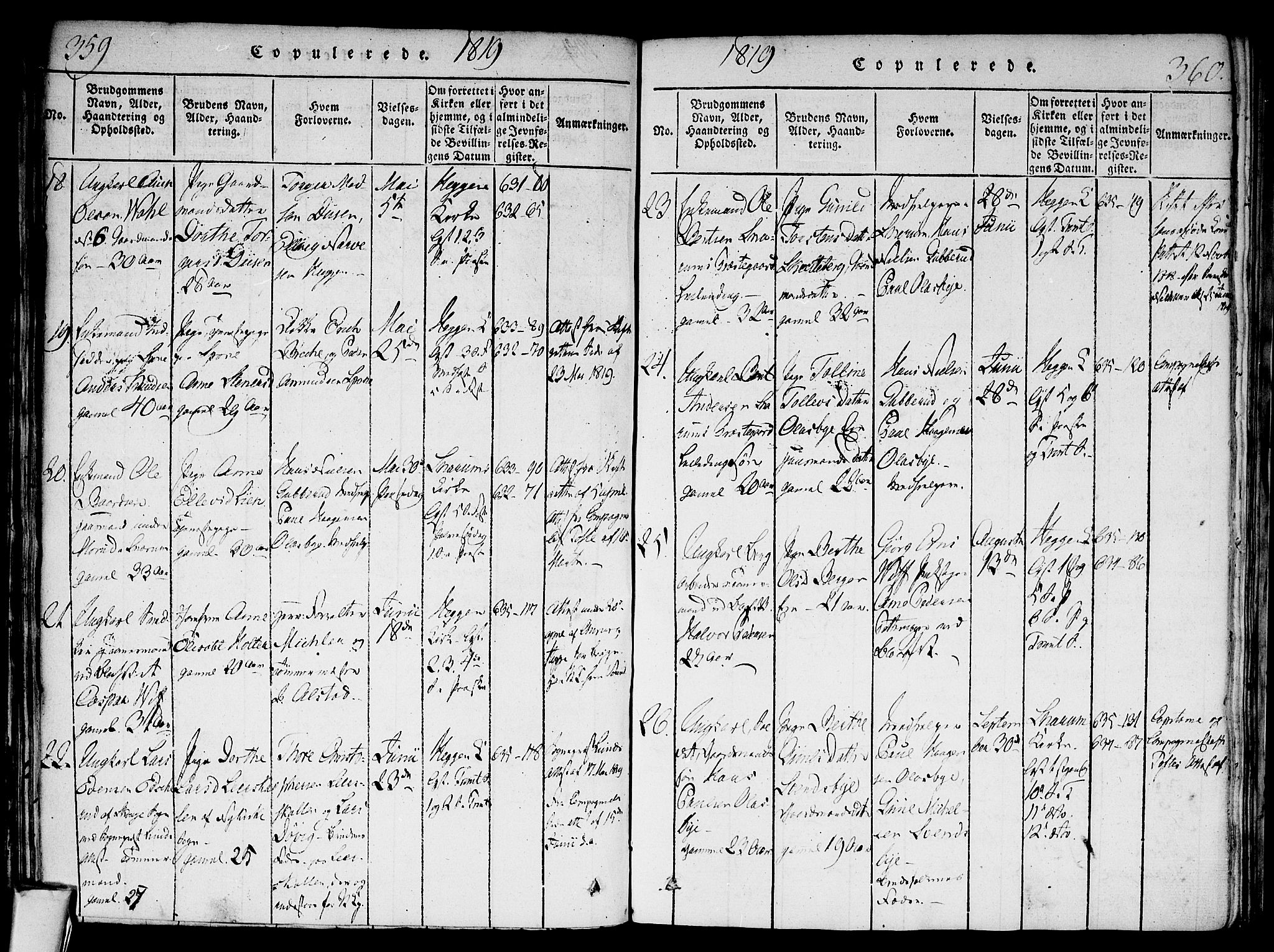 Modum kirkebøker, AV/SAKO-A-234/F/Fa/L0004: Parish register (official) no. 4, 1818-1824, p. 359-360