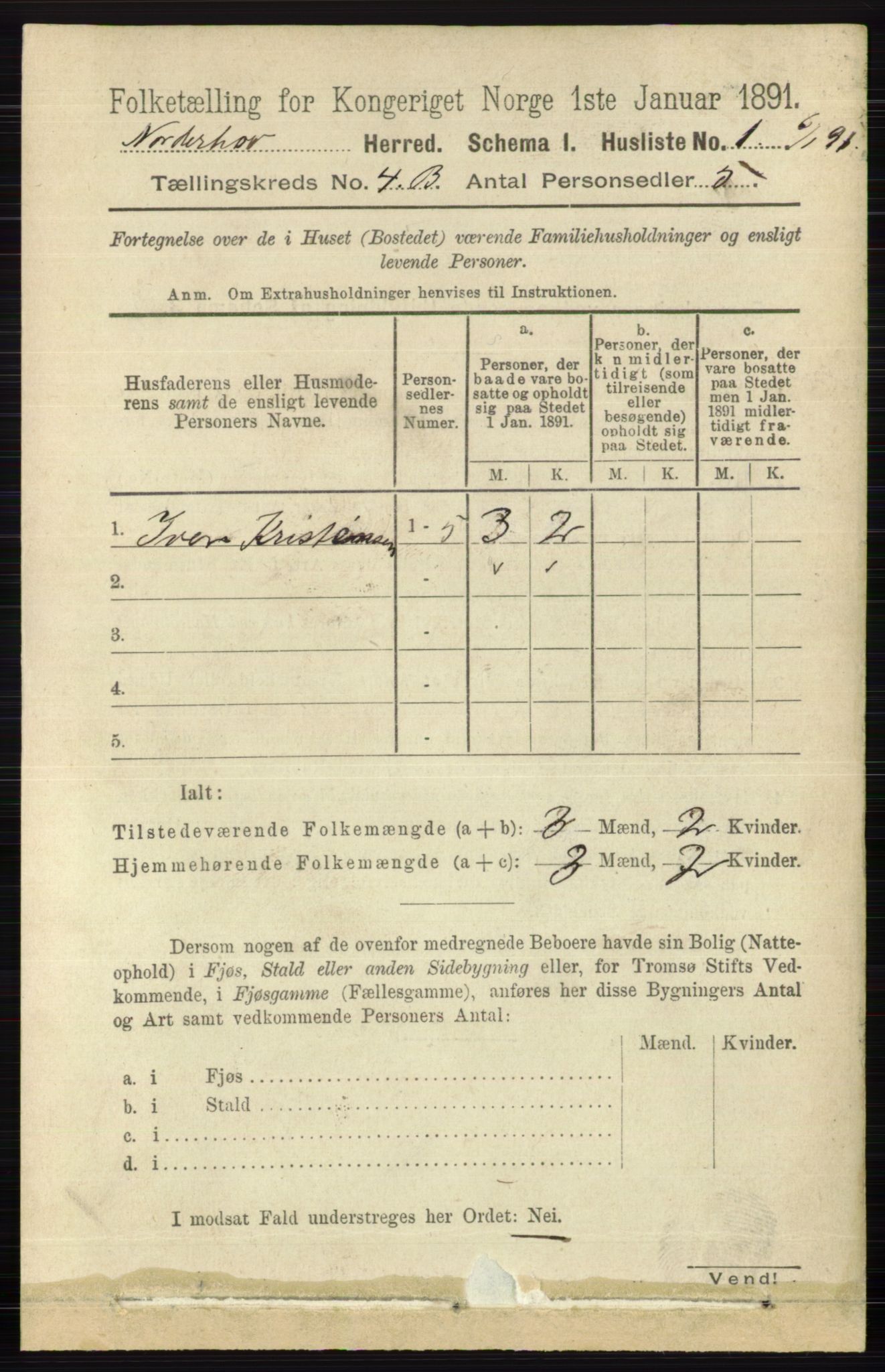RA, 1891 census for 0613 Norderhov, 1891, p. 1871