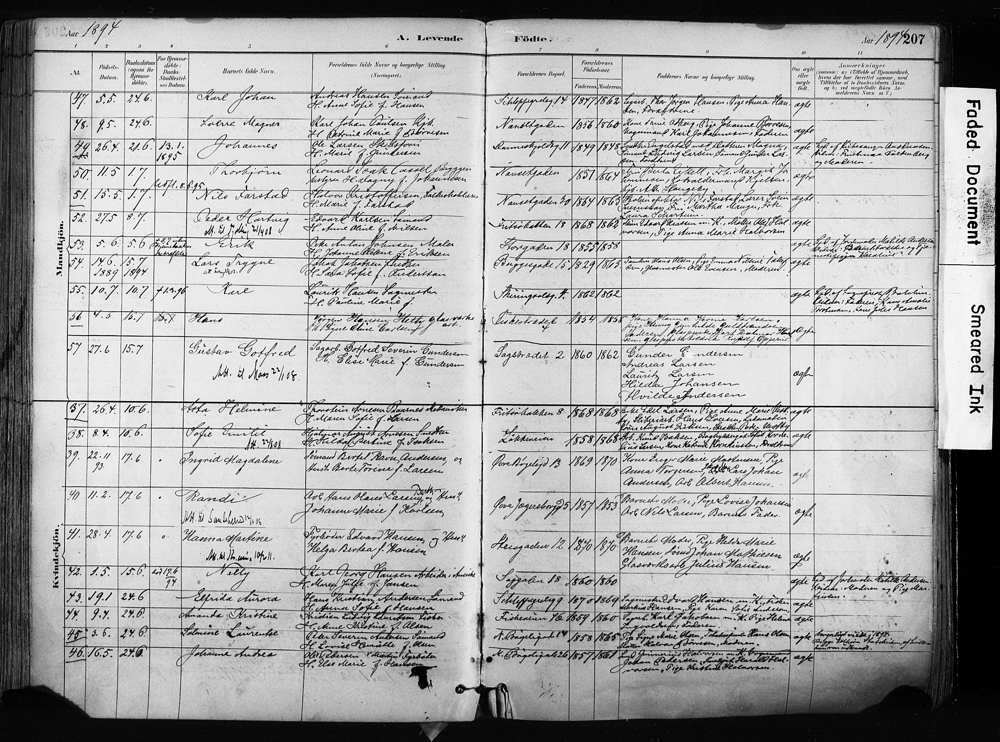 Larvik kirkebøker, AV/SAKO-A-352/F/Fa/L0009: Parish register (official) no. I 9, 1884-1904, p. 207