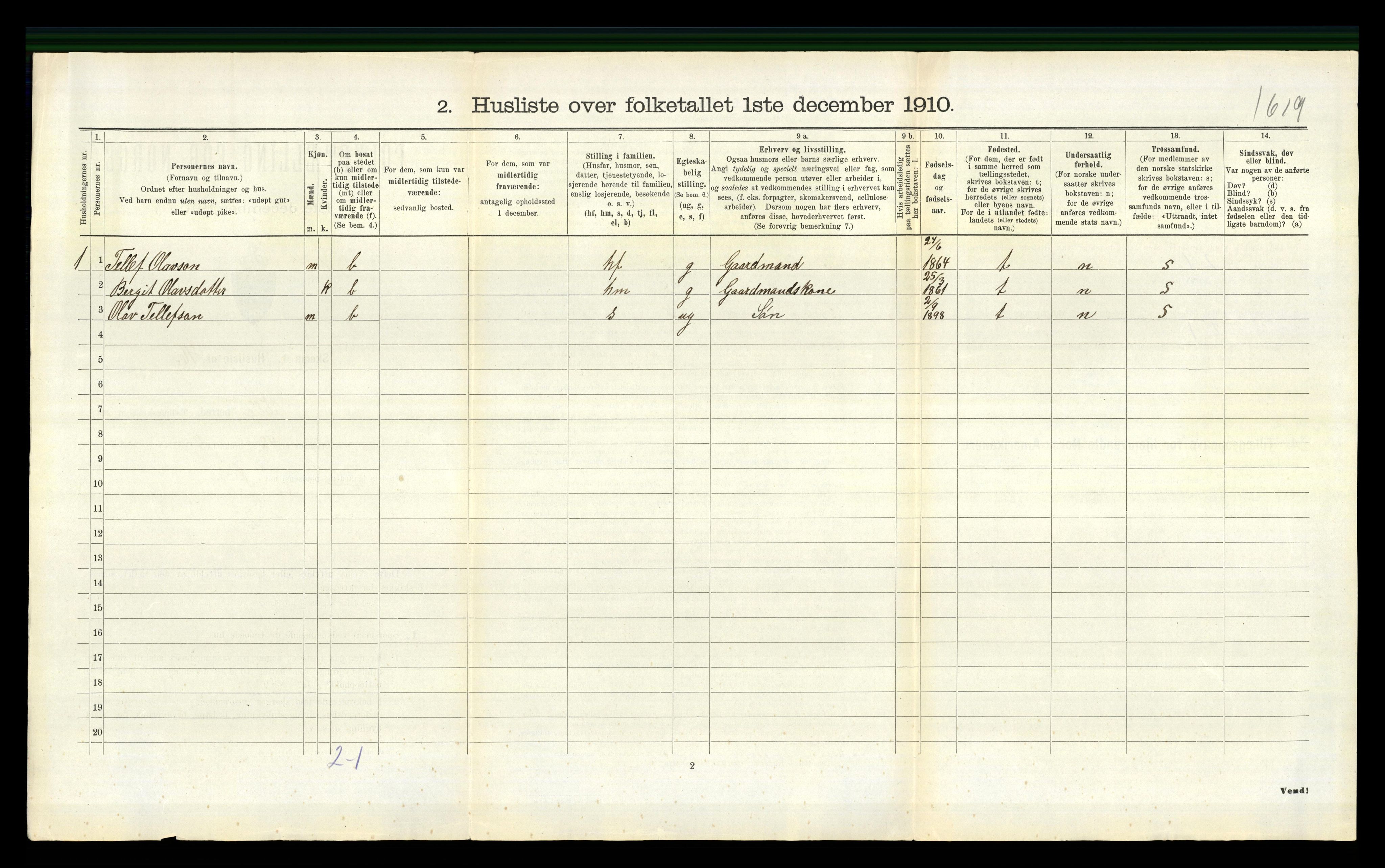 RA, 1910 census for Valle, 1910, p. 218