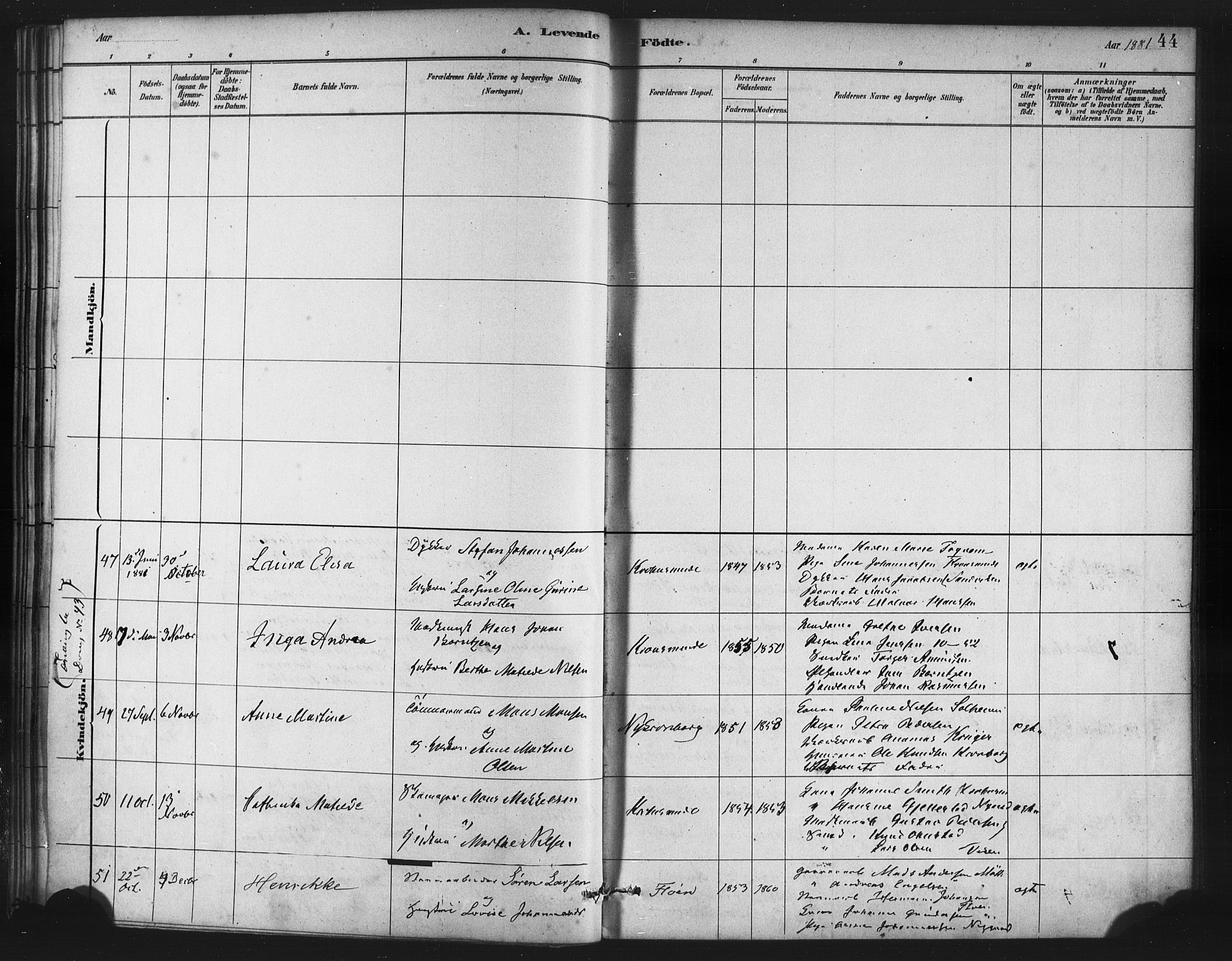 St. Jørgens hospital og Årstad sokneprestembete, AV/SAB-A-99934: Parish register (official) no. A 7, 1879-1886, p. 44