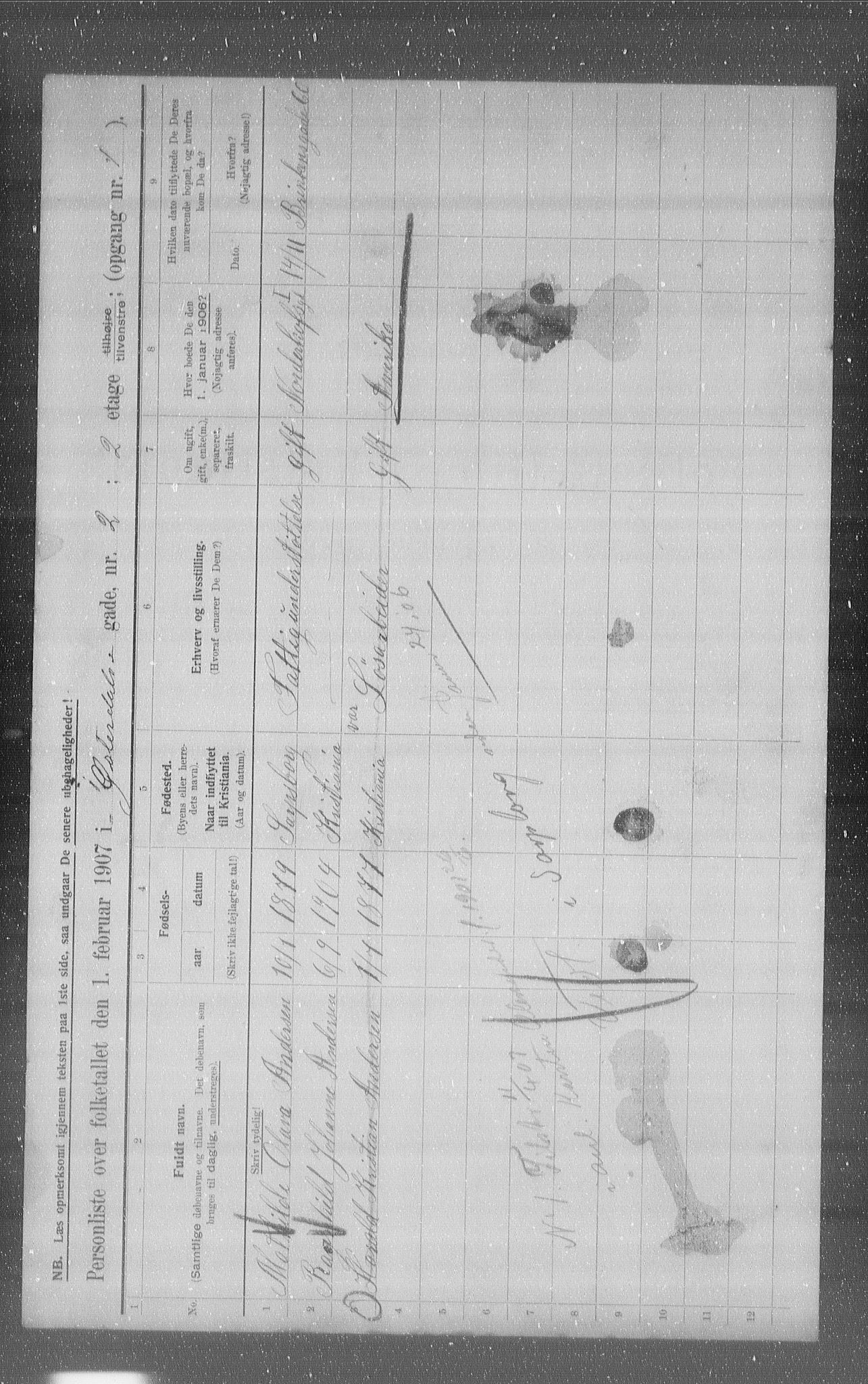 OBA, Municipal Census 1907 for Kristiania, 1907, p. 65544