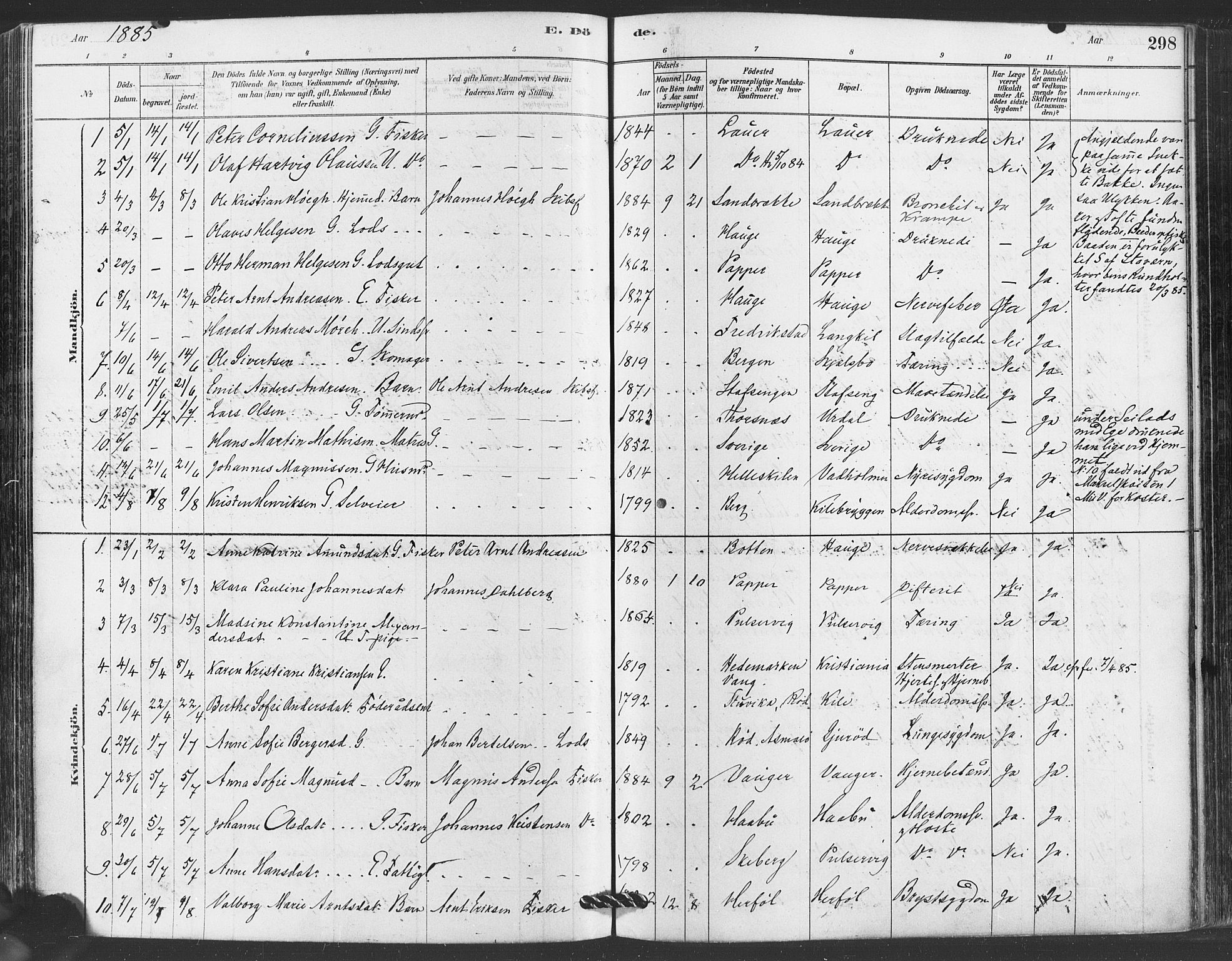 Hvaler prestekontor Kirkebøker, SAO/A-2001/F/Fa/L0008: Parish register (official) no. I 8, 1878-1895, p. 298