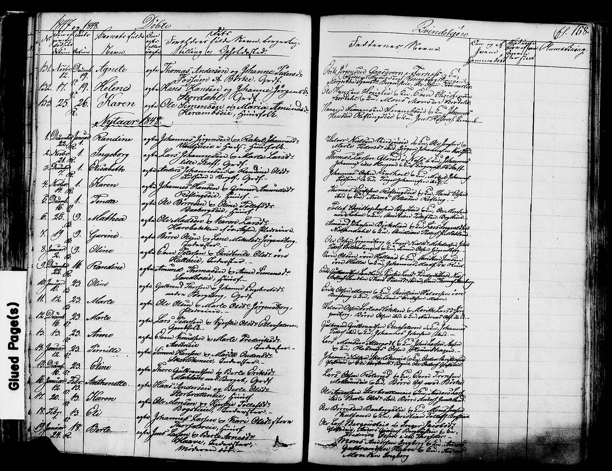 Ringsaker prestekontor, SAH/PREST-014/K/Ka/L0008: Parish register (official) no. 8, 1837-1850, p. 158