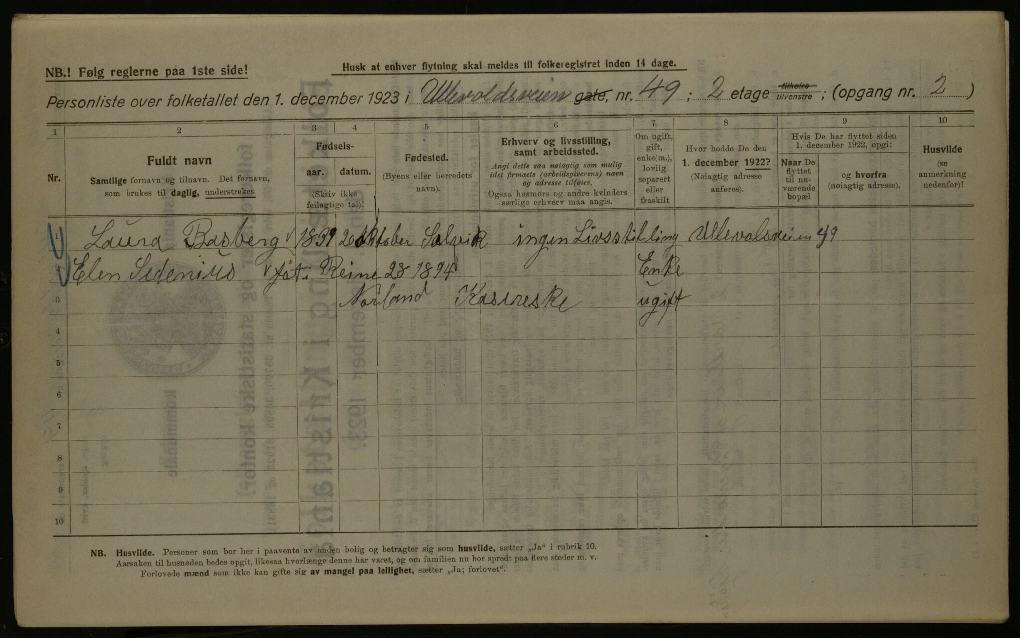 OBA, Municipal Census 1923 for Kristiania, 1923, p. 131787
