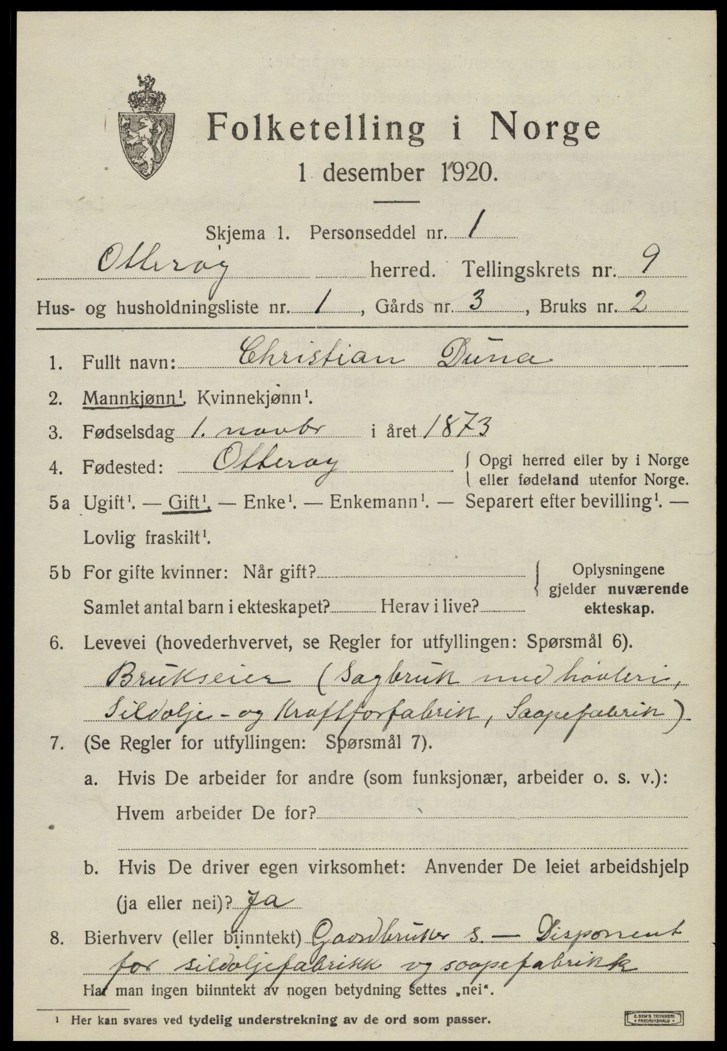 SAT, 1920 census for Otterøy, 1920, p. 3301