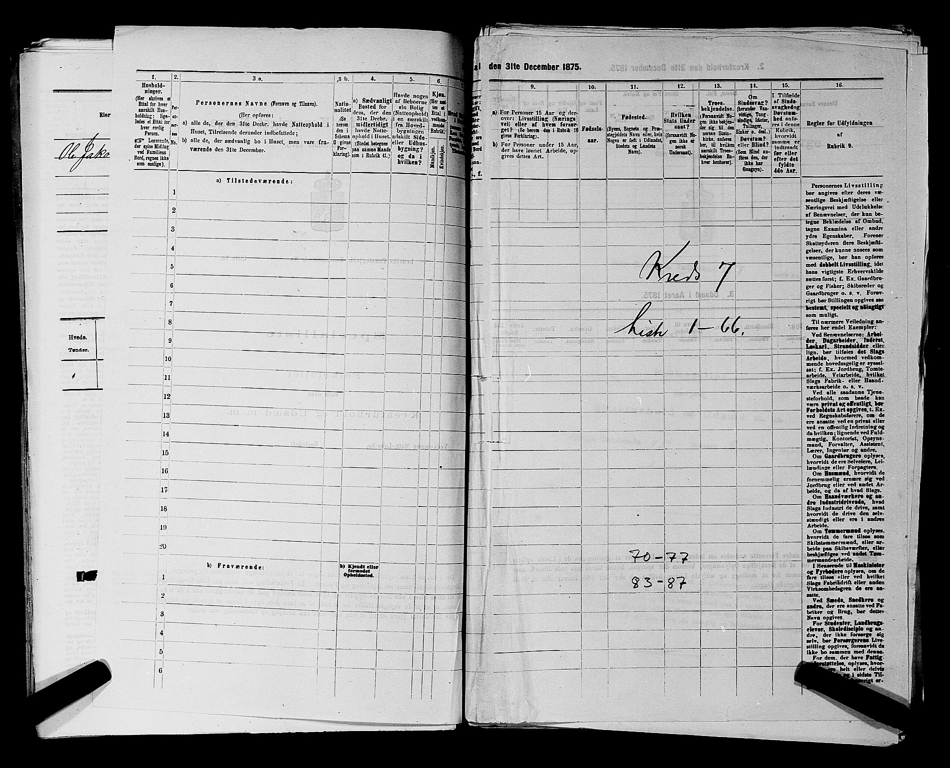 RA, 1875 census for 0113P Borge, 1875, p. 961