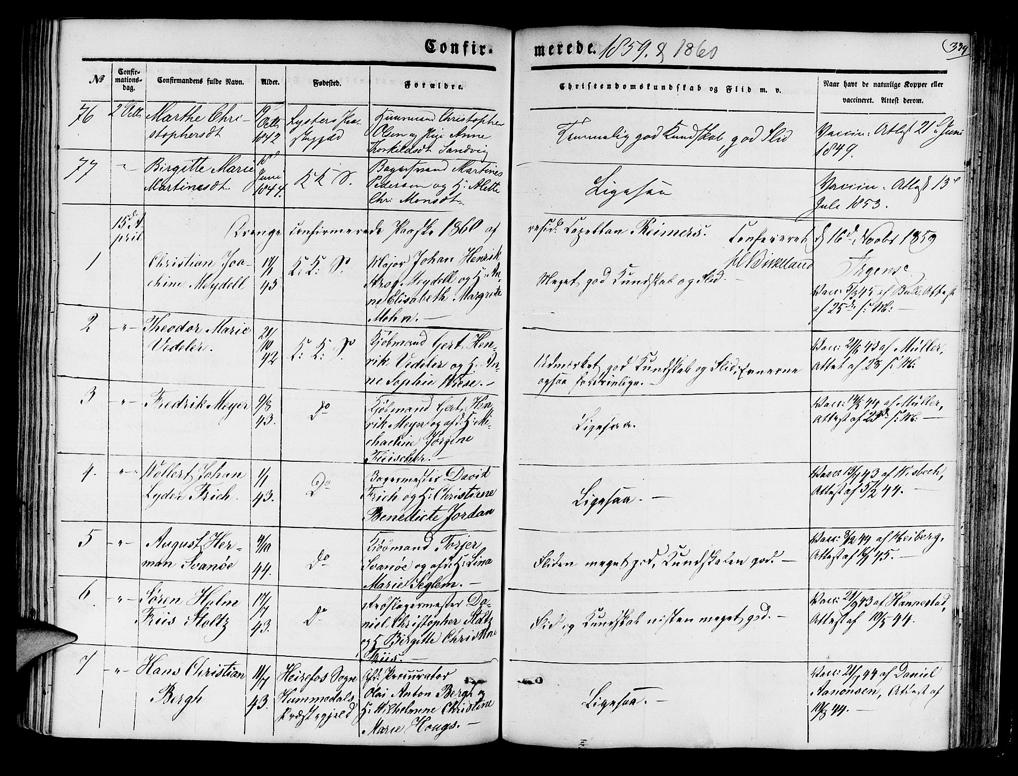 Korskirken sokneprestembete, SAB/A-76101/H/Hab: Parish register (copy) no. C 1, 1839-1868, p. 339
