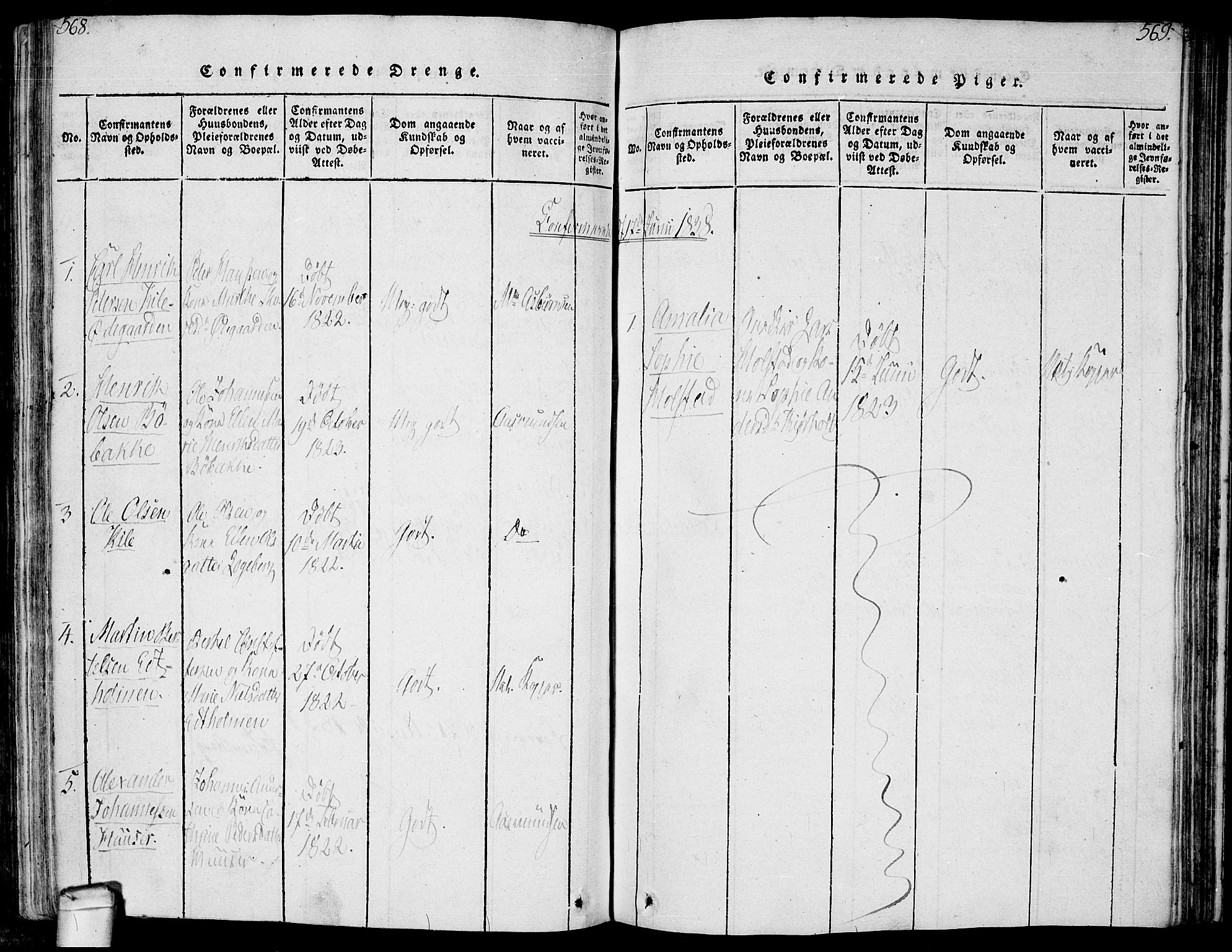 Hvaler prestekontor Kirkebøker, SAO/A-2001/F/Fa/L0005: Parish register (official) no. I 5, 1816-1845, p. 568-569