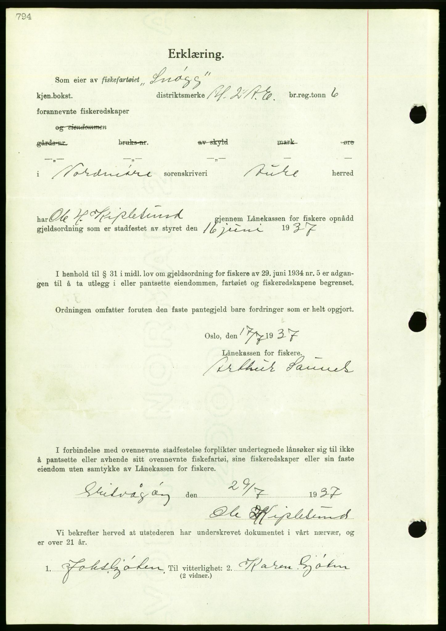 Nordmøre sorenskriveri, AV/SAT-A-4132/1/2/2Ca/L0091: Mortgage book no. B81, 1937-1937, Diary no: : 1978/1937