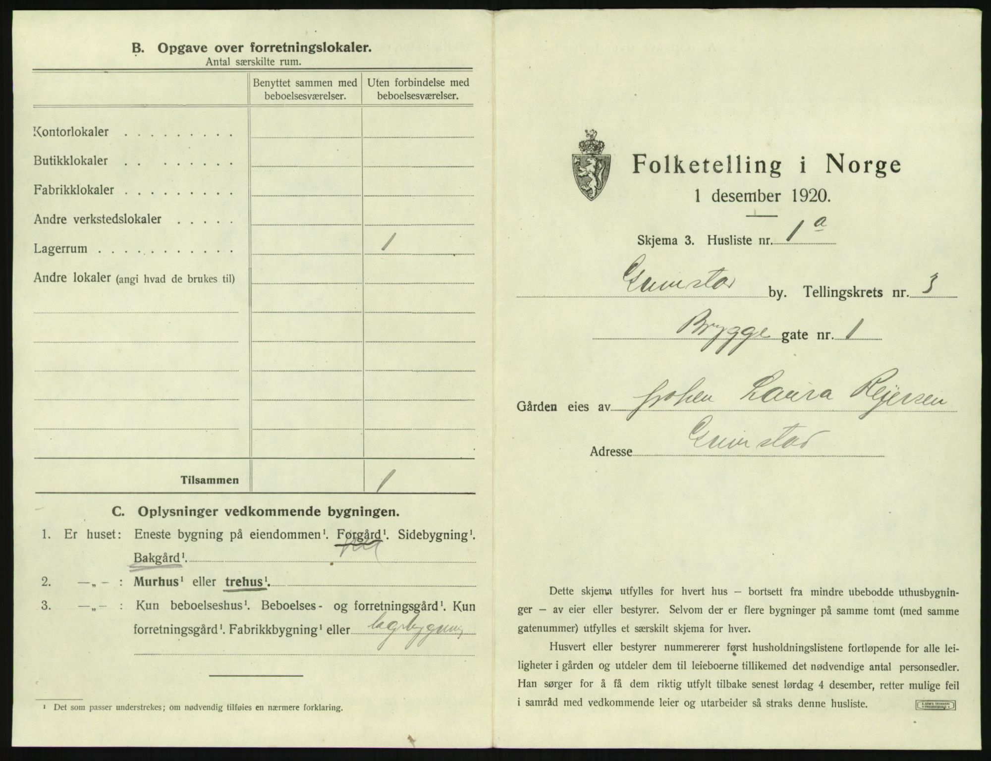 SAK, 1920 census for Grimstad, 1920, p. 383