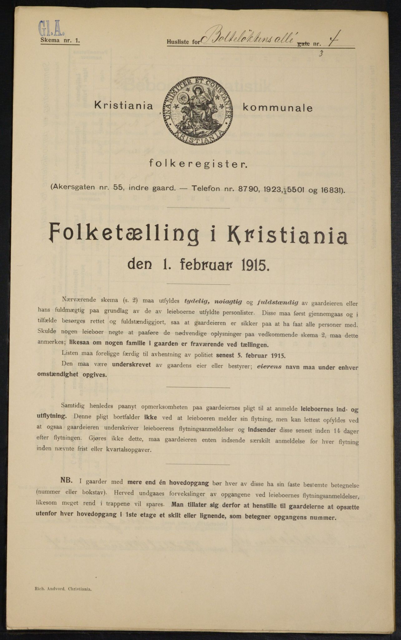 OBA, Municipal Census 1915 for Kristiania, 1915, p. 7628