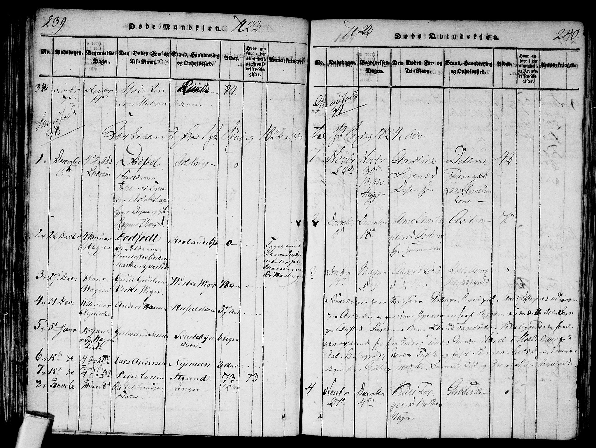 Modum kirkebøker, AV/SAKO-A-234/F/Fa/L0004: Parish register (official) no. 4, 1818-1824, p. 239-240