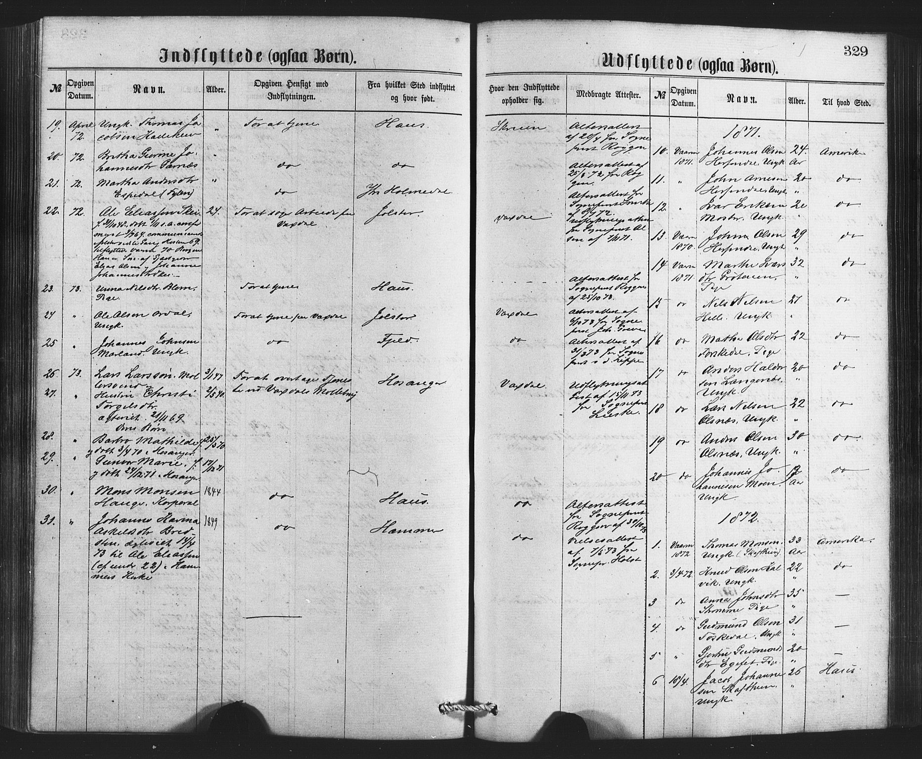 Bruvik Sokneprestembete, SAB/A-74701/H/Haa: Parish register (official) no. A 1, 1869-1877, p. 329