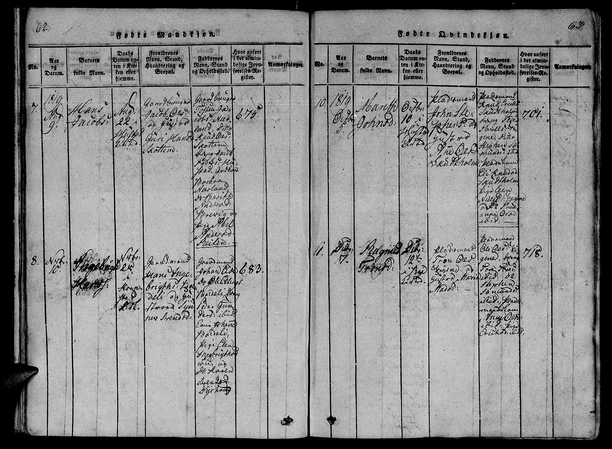 Ministerialprotokoller, klokkerbøker og fødselsregistre - Møre og Romsdal, AV/SAT-A-1454/566/L0764: Parish register (official) no. 566A03 /2, 1817-1829, p. 62-63