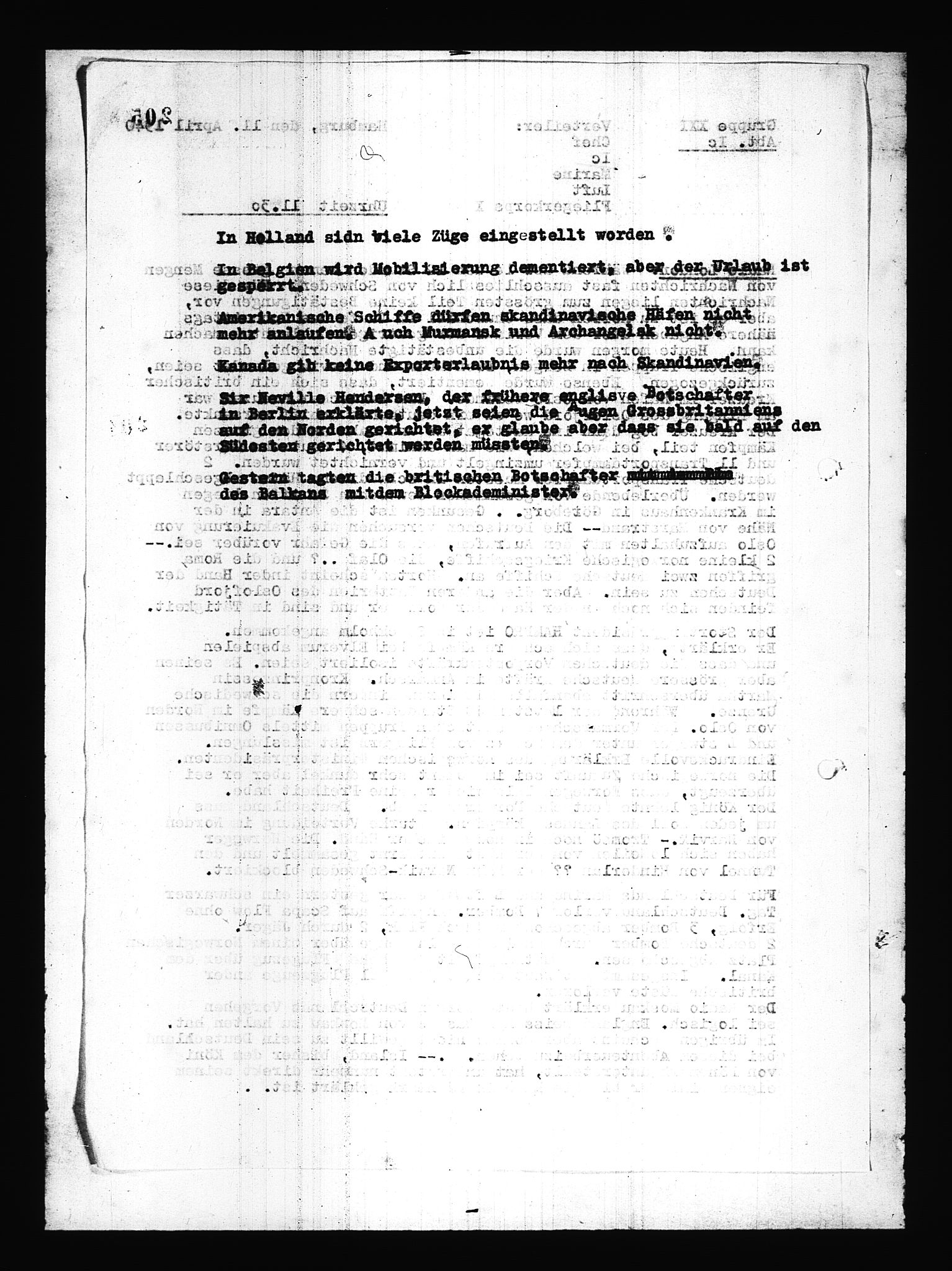 Documents Section, AV/RA-RAFA-2200/V/L0085: Amerikansk mikrofilm "Captured German Documents".
Box No. 724.  FKA jnr. 615/1954., 1940-1941, p. 51