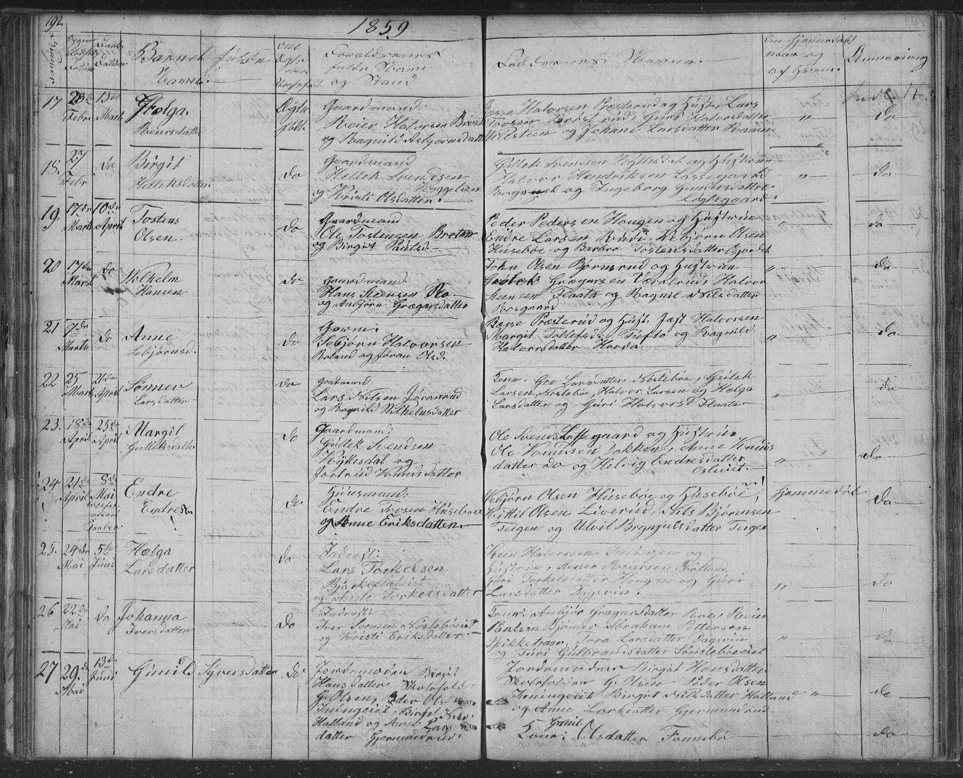 Nore kirkebøker, AV/SAKO-A-238/F/Fc/L0002: Parish register (official) no. III 2, 1836-1861, p. 192