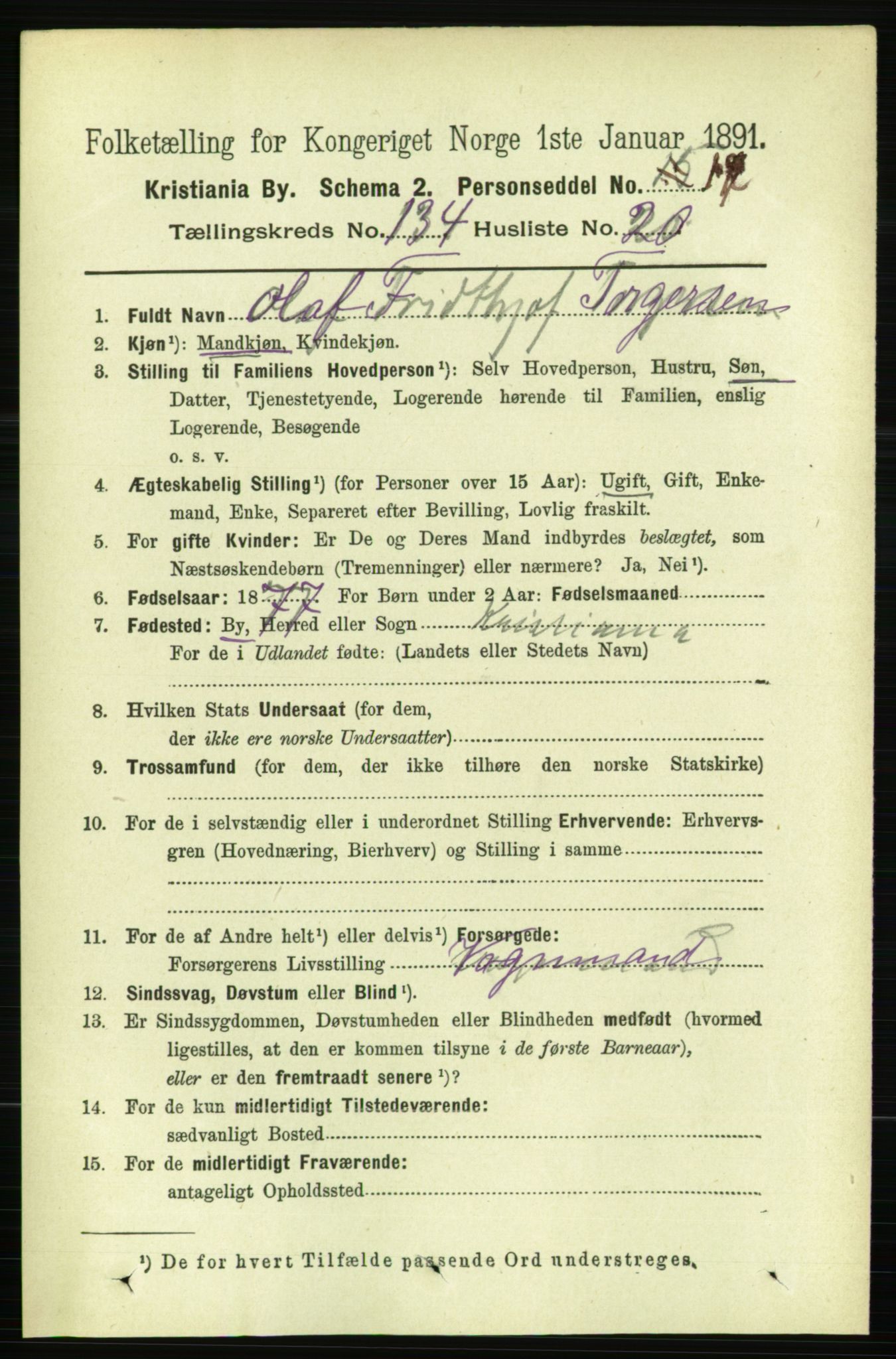 RA, 1891 census for 0301 Kristiania, 1891, p. 73969