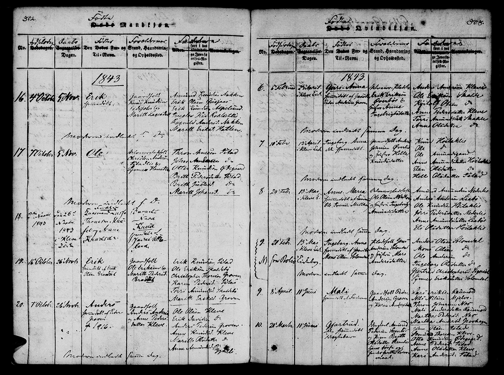 Ministerialprotokoller, klokkerbøker og fødselsregistre - Møre og Romsdal, AV/SAT-A-1454/557/L0679: Parish register (official) no. 557A01, 1818-1843, p. 302-303