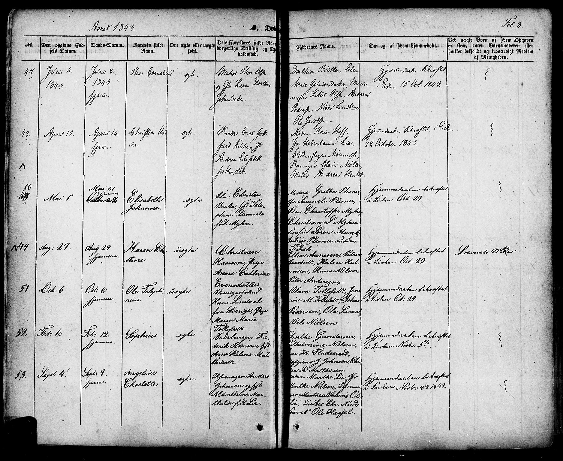 Skien kirkebøker, AV/SAKO-A-302/F/Fa/L0006a: Parish register (official) no. 6A, 1843-1856, p. 8