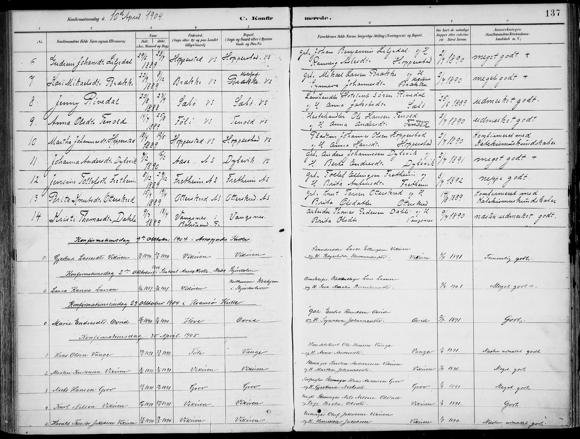 Vik sokneprestembete, AV/SAB-A-81501/H/Haa/Haab/L0002: Parish register (official) no. B  2, 1891-1907, p. 137