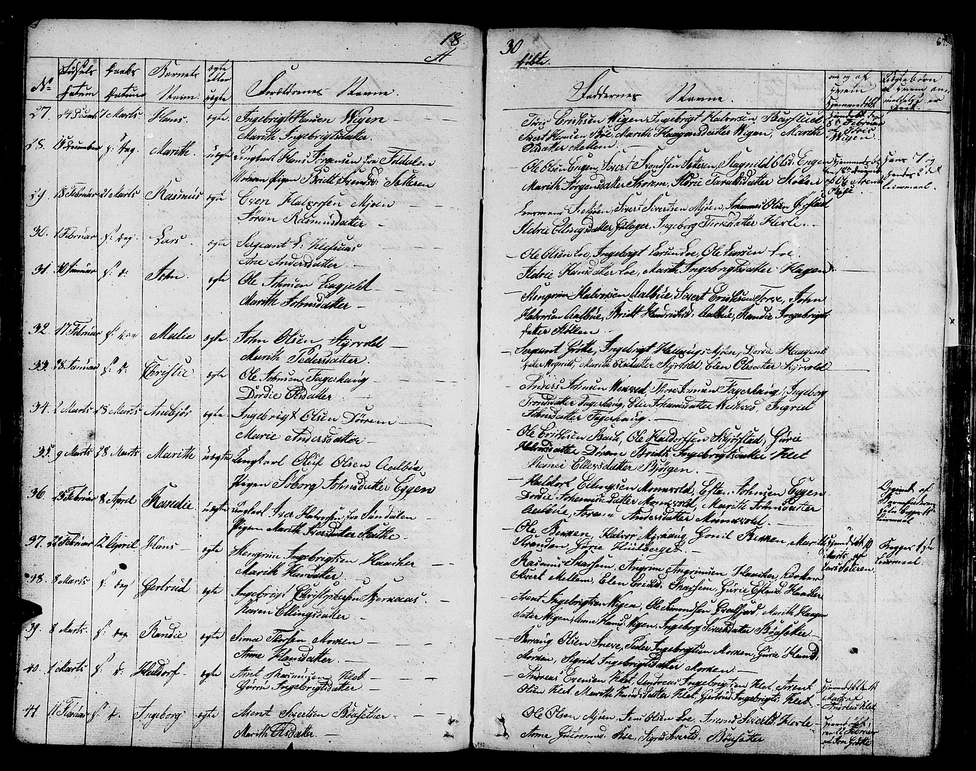 Ministerialprotokoller, klokkerbøker og fødselsregistre - Sør-Trøndelag, SAT/A-1456/678/L0897: Parish register (official) no. 678A06-07, 1821-1847, p. 67