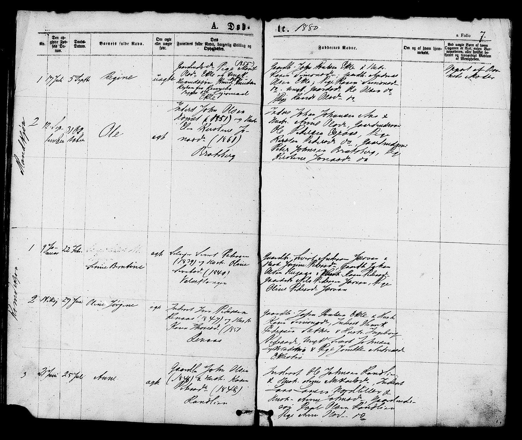 Ministerialprotokoller, klokkerbøker og fødselsregistre - Sør-Trøndelag, AV/SAT-A-1456/608/L0334: Parish register (official) no. 608A03, 1877-1886, p. 7