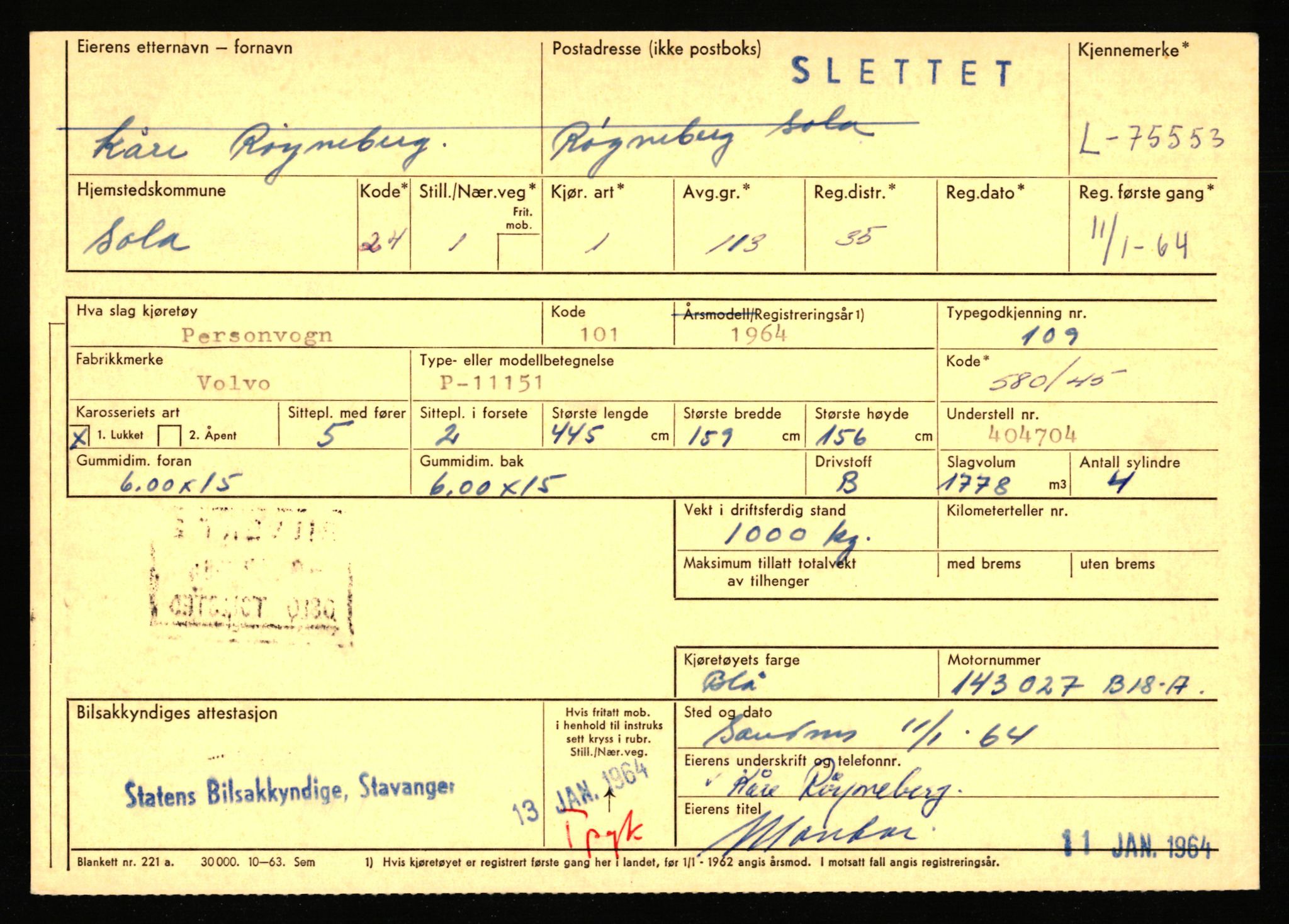 Stavanger trafikkstasjon, AV/SAST-A-101942/0/F/L0068: L-75000 - L-76799, 1930-1971, p. 749