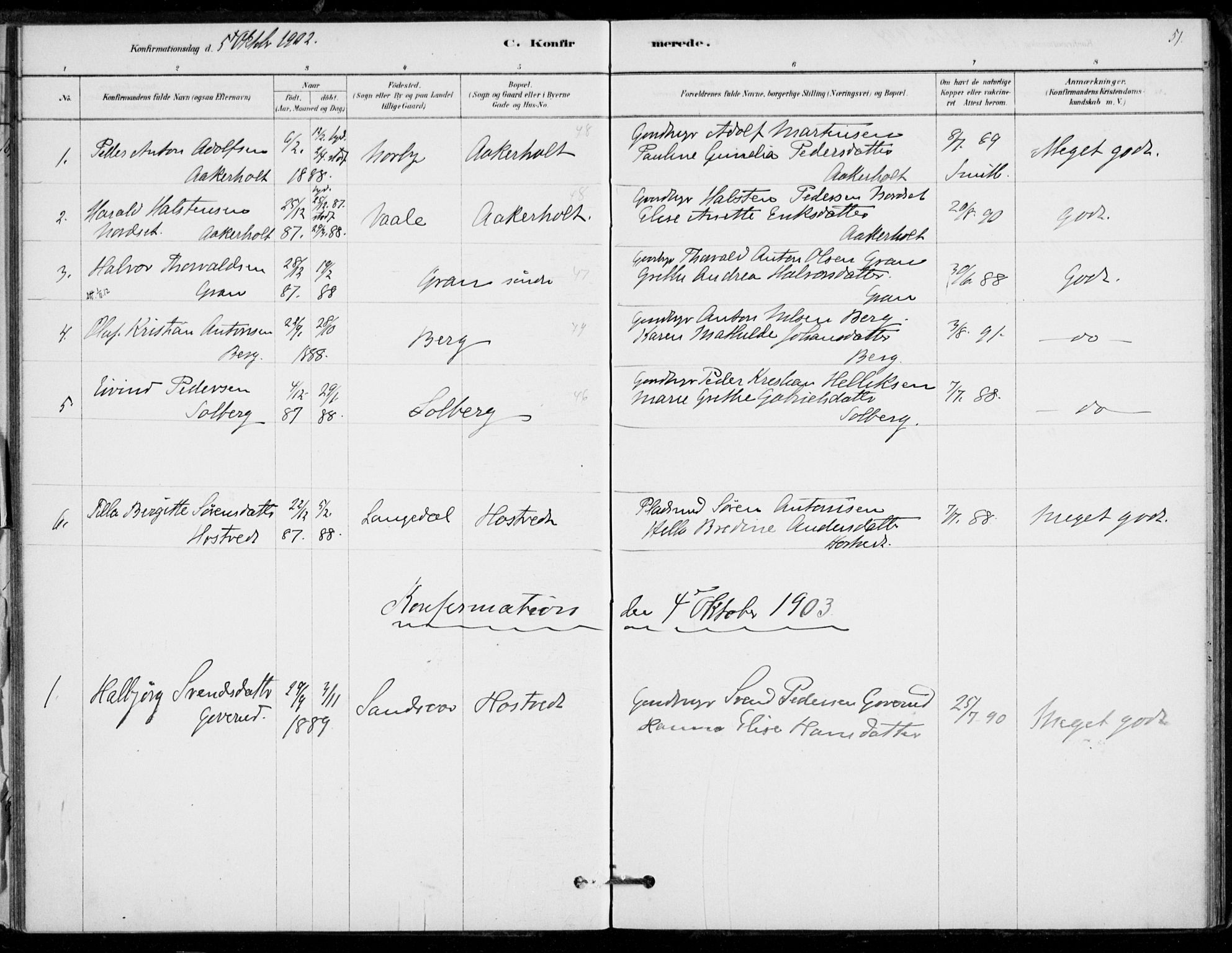 Hof kirkebøker, SAKO/A-64/F/Fb/L0001: Parish register (official) no. II 1, 1878-1907, p. 51