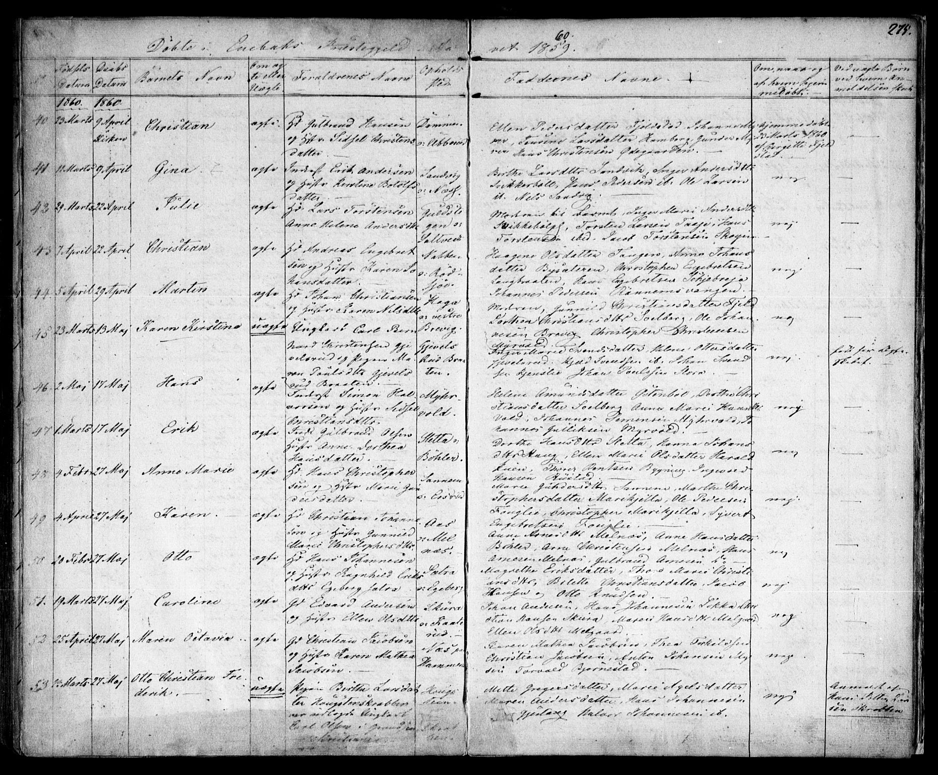 Enebakk prestekontor Kirkebøker, SAO/A-10171c/F/Fa/L0009: Parish register (official) no. I 9, 1832-1861, p. 275
