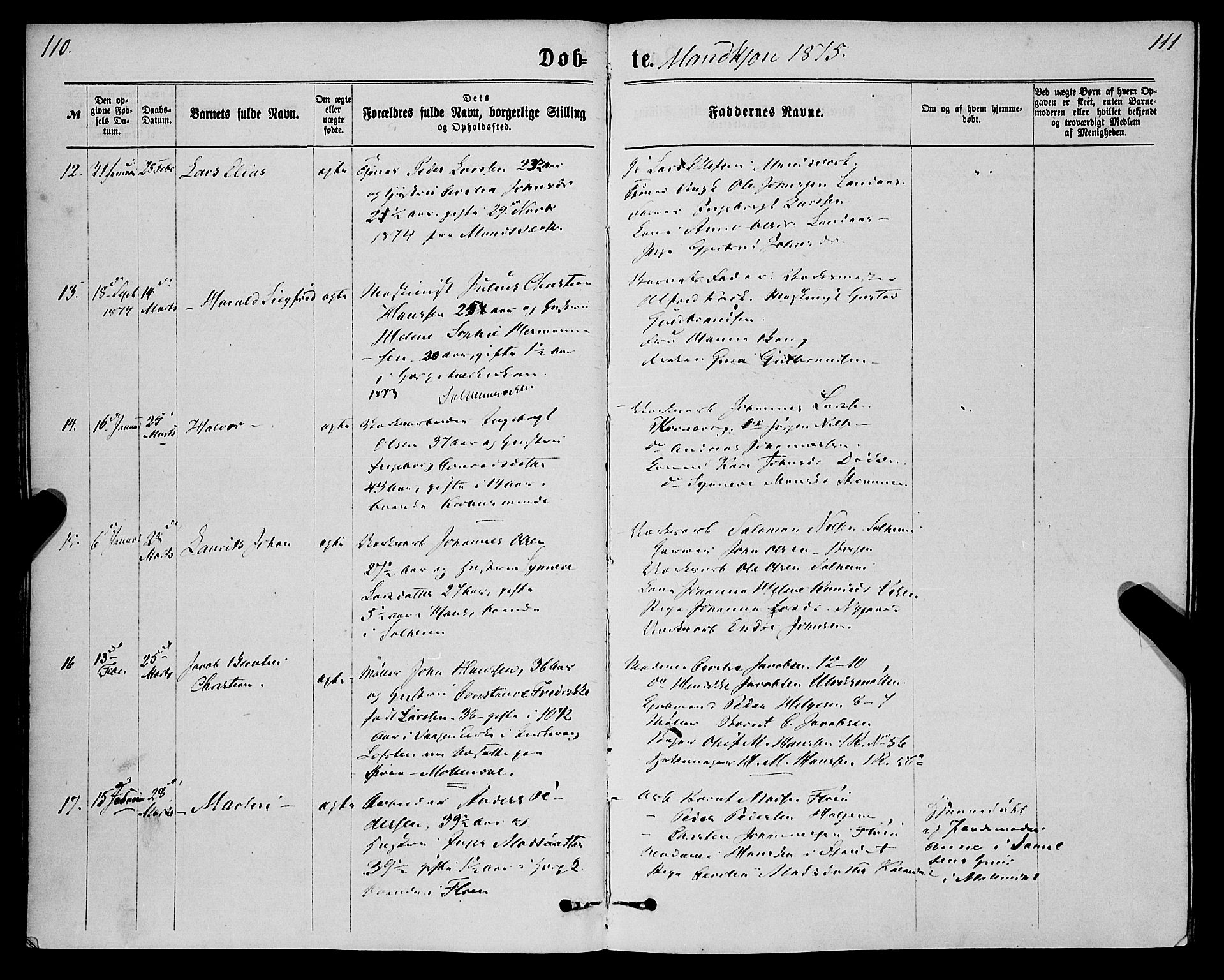 St. Jørgens hospital og Årstad sokneprestembete, AV/SAB-A-99934: Parish register (official) no. A 6, 1870-1878, p. 110-111