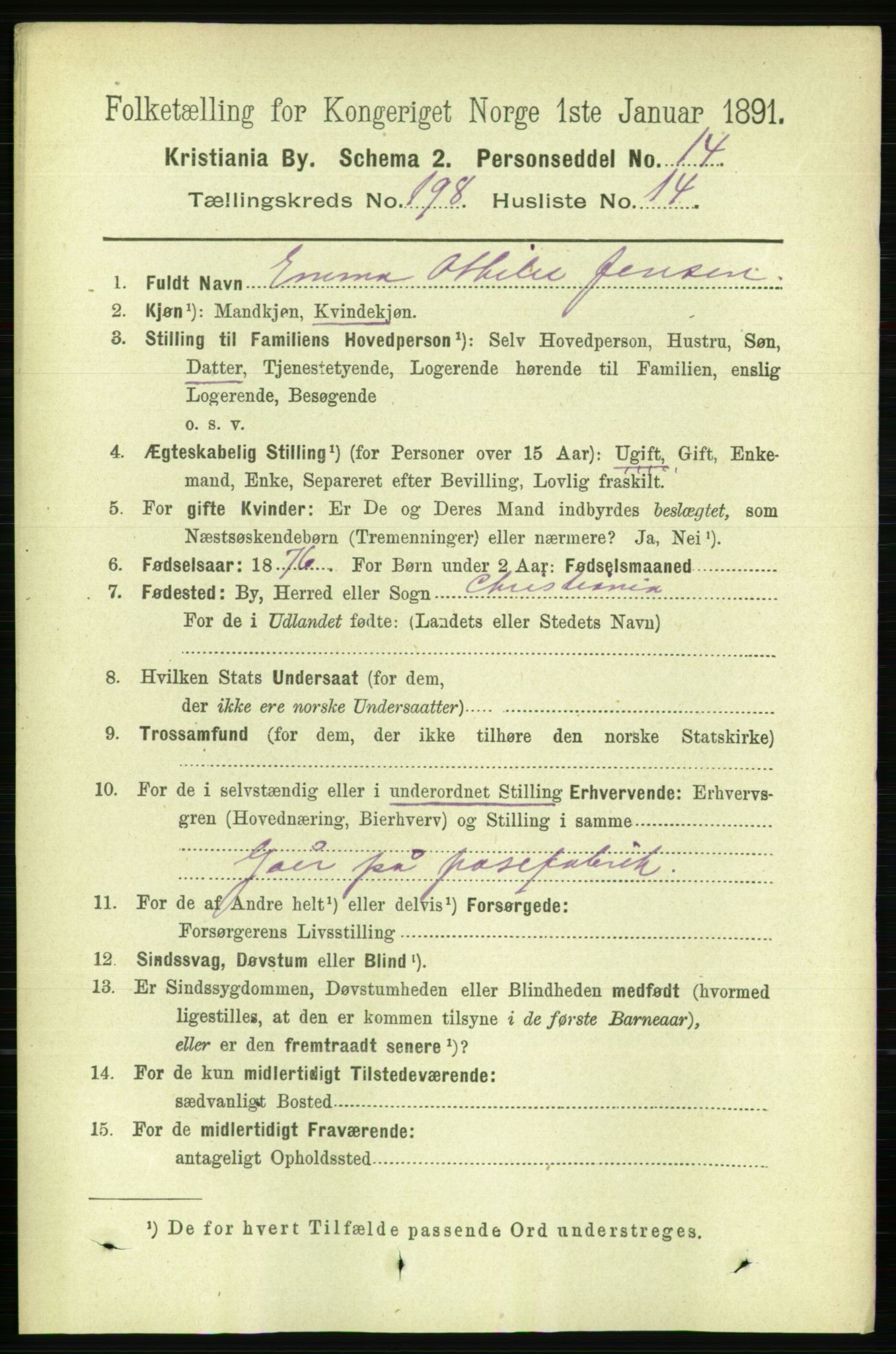 RA, 1891 census for 0301 Kristiania, 1891, p. 119505