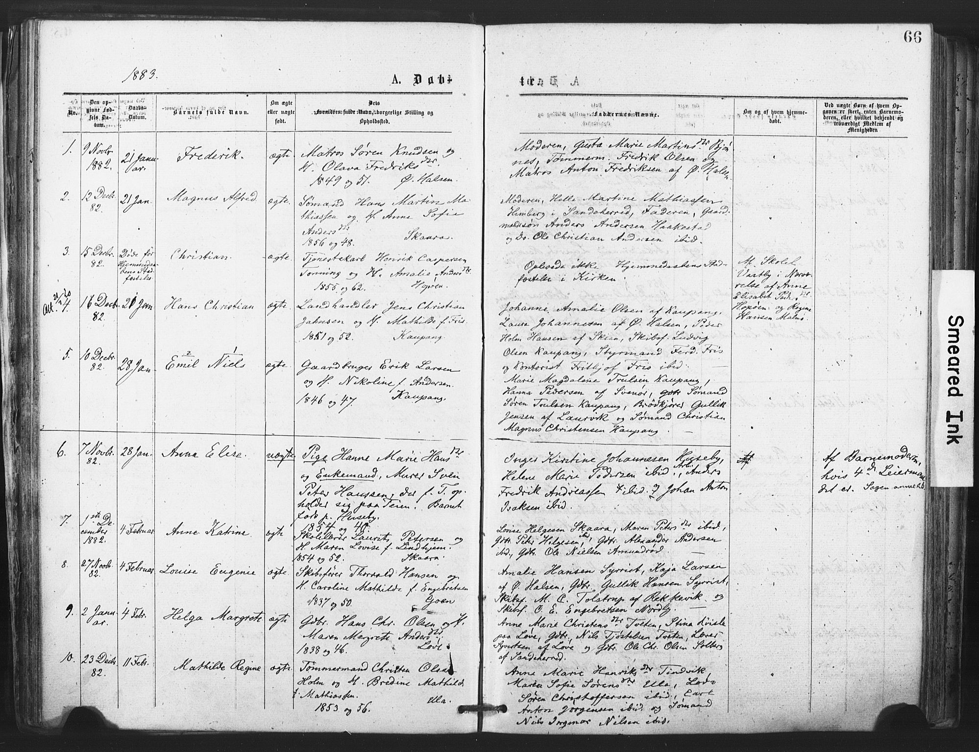 Tjølling kirkebøker, AV/SAKO-A-60/F/Fa/L0008: Parish register (official) no. 8, 1877-1886, p. 66