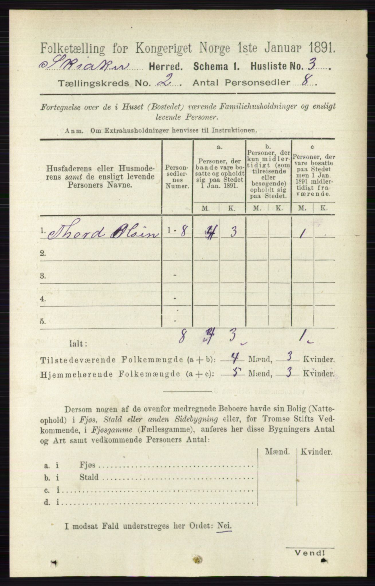 RA, 1891 census for 0513 Skjåk, 1891, p. 476