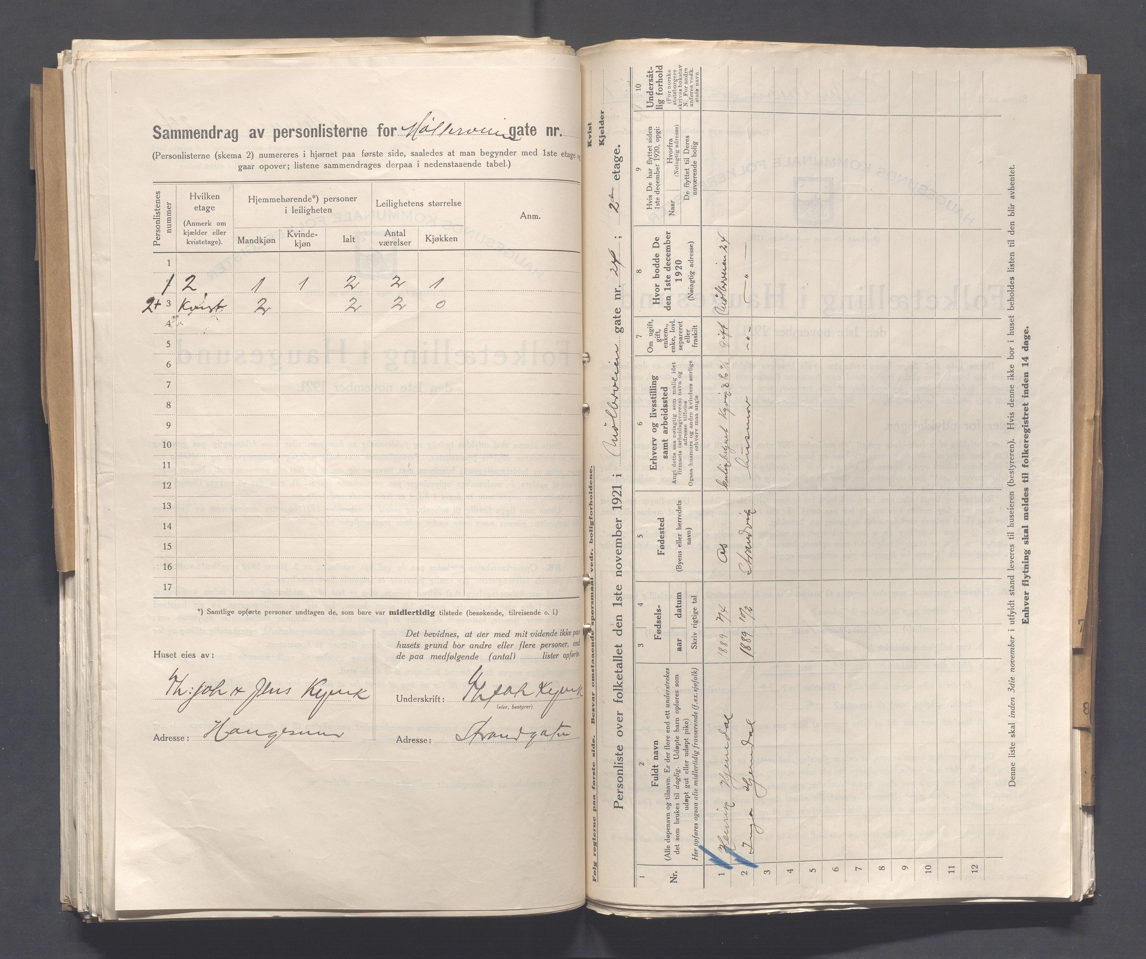 IKAR, Local census 1.11.1921 for Haugesund, 1921, p. 3131