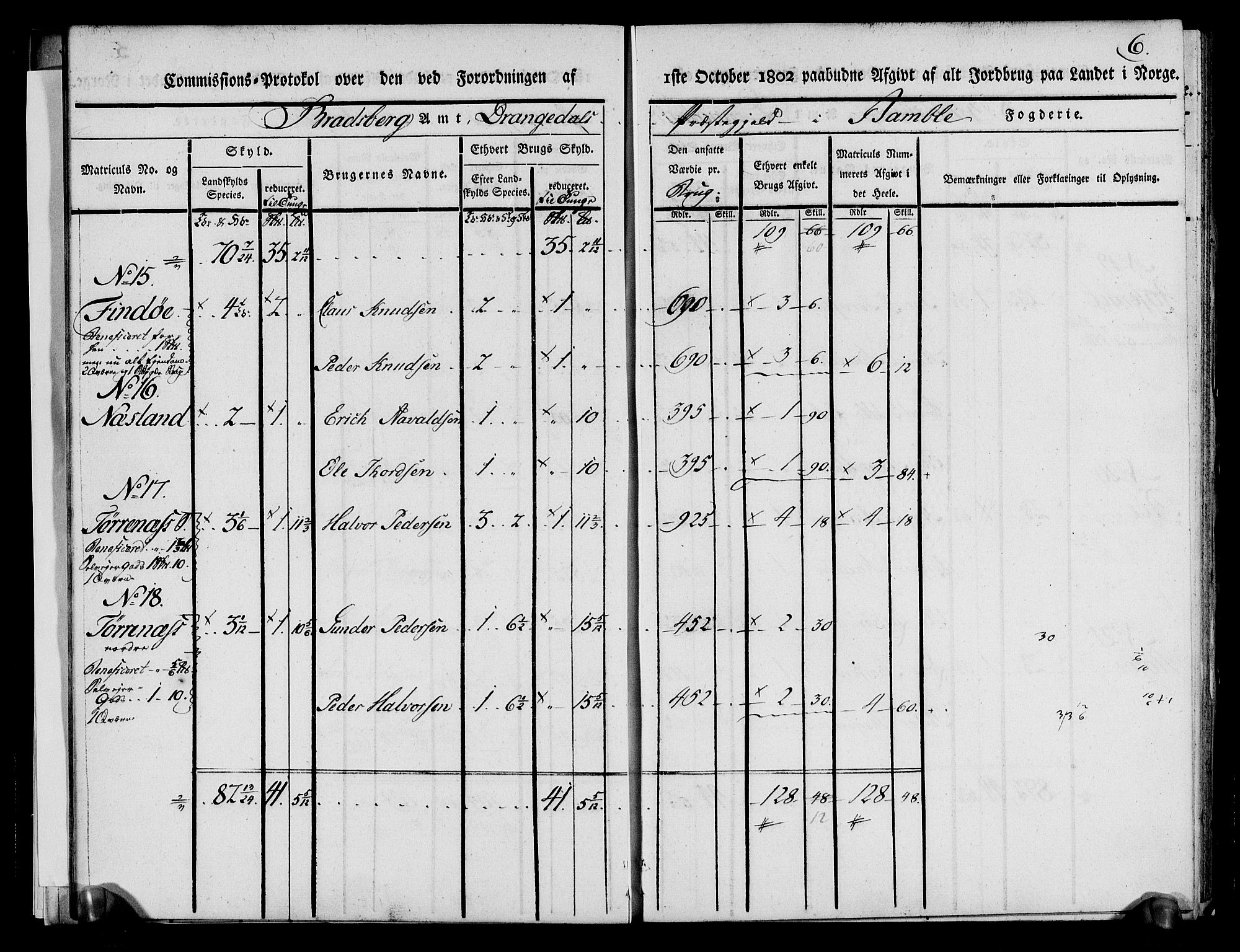 Rentekammeret inntil 1814, Realistisk ordnet avdeling, AV/RA-EA-4070/N/Ne/Nea/L0068: og 0069: Nedre Telemarken og Bamble fogderi. Kommisjonsprotokoll for Drangedal, Sannidal, Bamble og Eidanger prestegjeld., 1803, p. 11