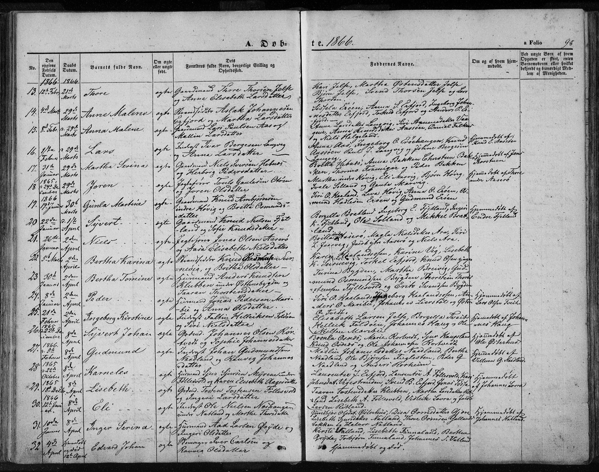 Jelsa sokneprestkontor, AV/SAST-A-101842/01/IV: Parish register (official) no. A 7, 1854-1866, p. 98