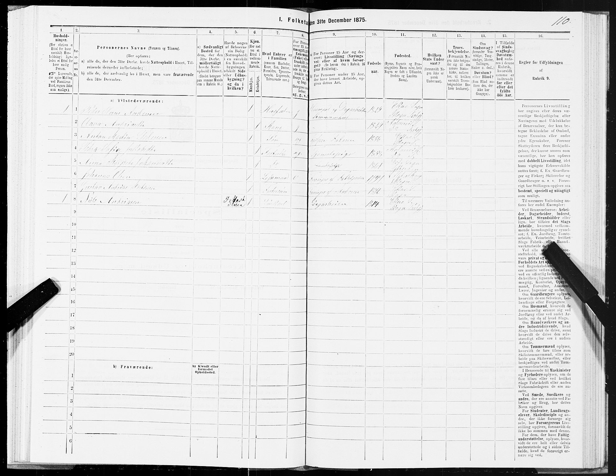 SAT, 1875 census for 1719P Skogn, 1875, p. 6110