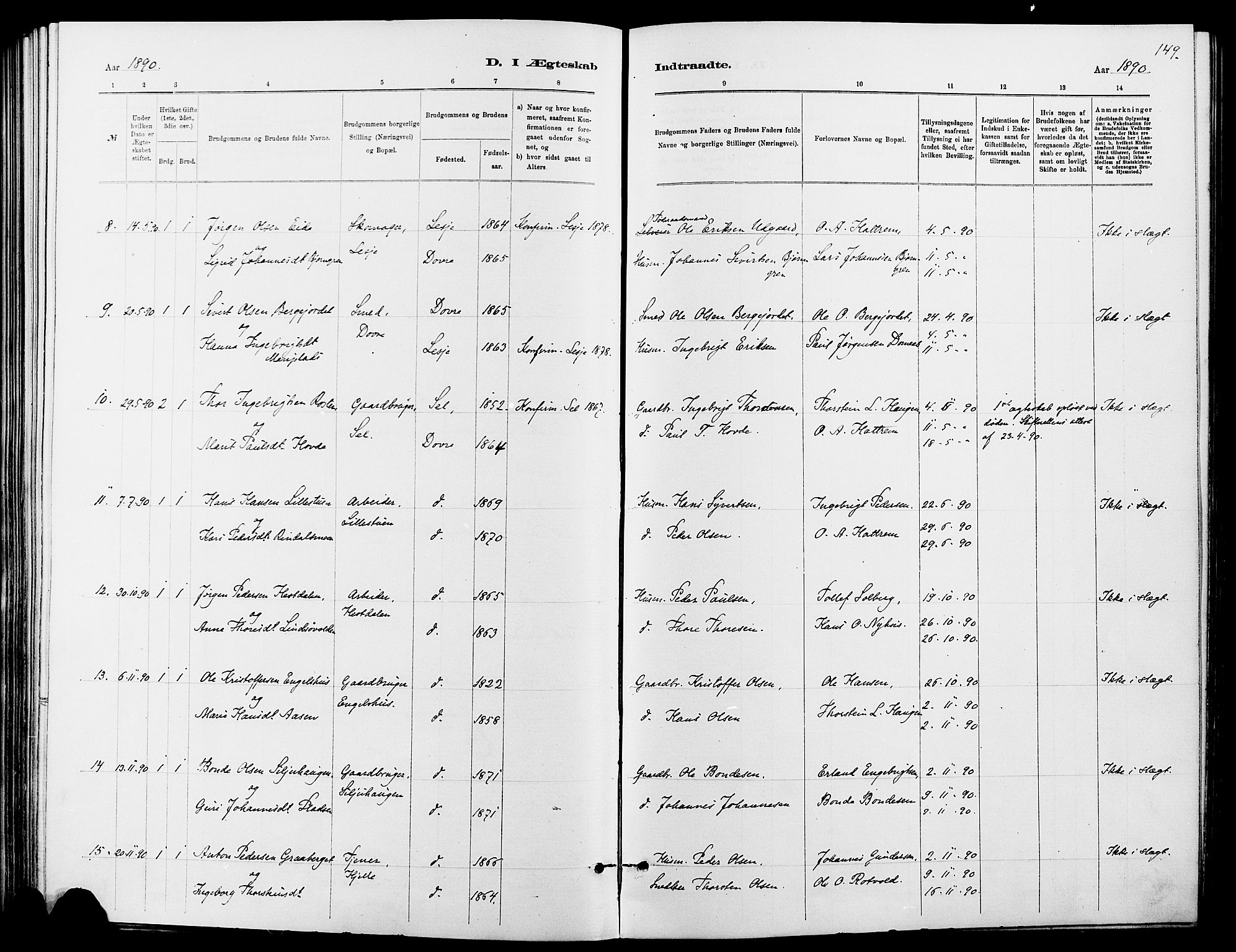 Dovre prestekontor, SAH/PREST-066/H/Ha/Haa/L0002: Parish register (official) no. 2, 1879-1890, p. 149