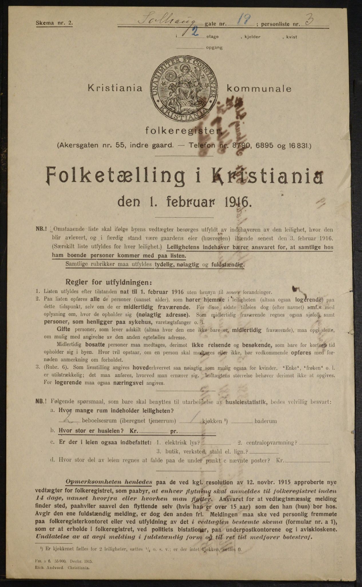 OBA, Municipal Census 1916 for Kristiania, 1916, p. 102009