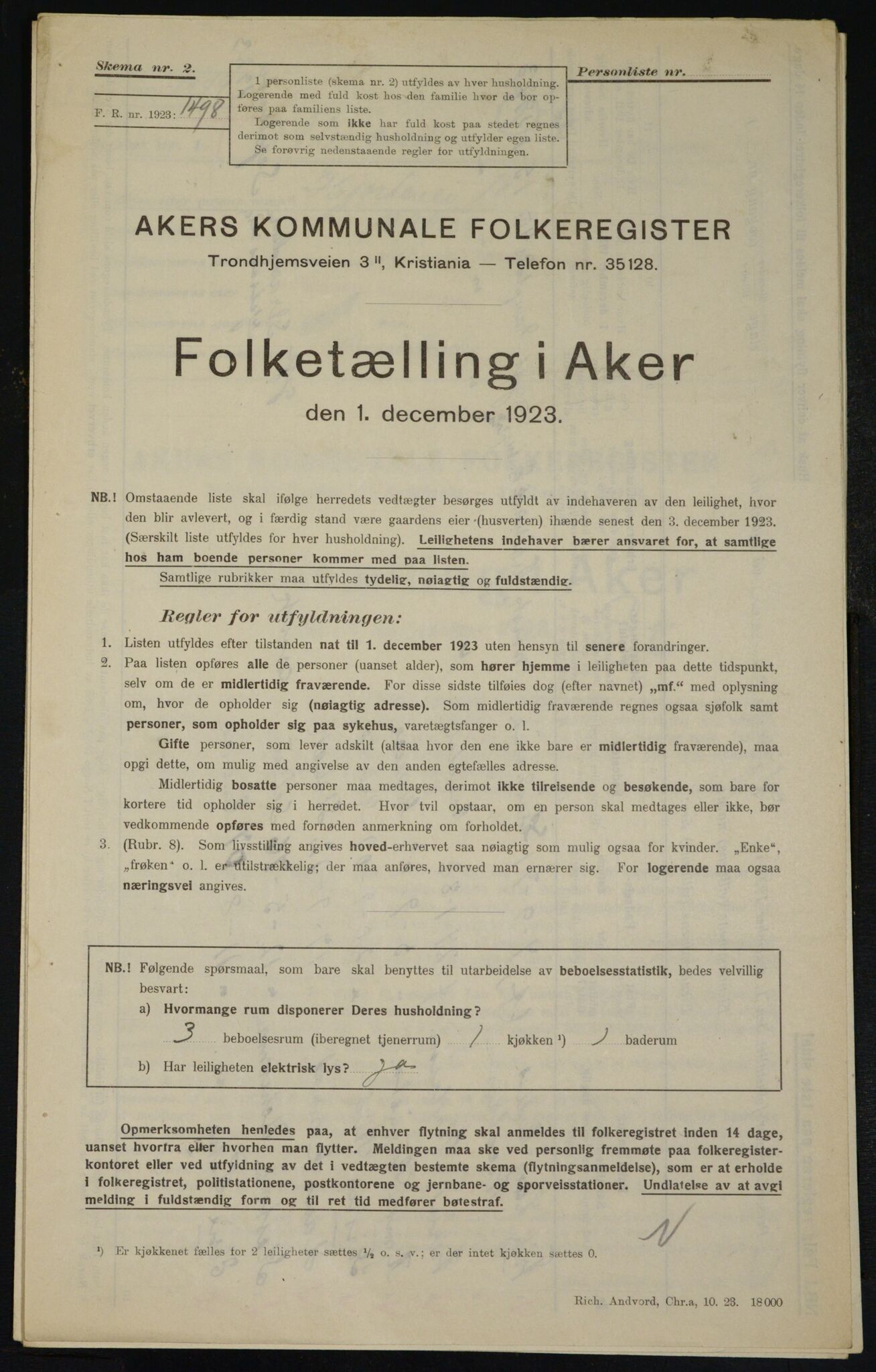 , Municipal Census 1923 for Aker, 1923, p. 20673