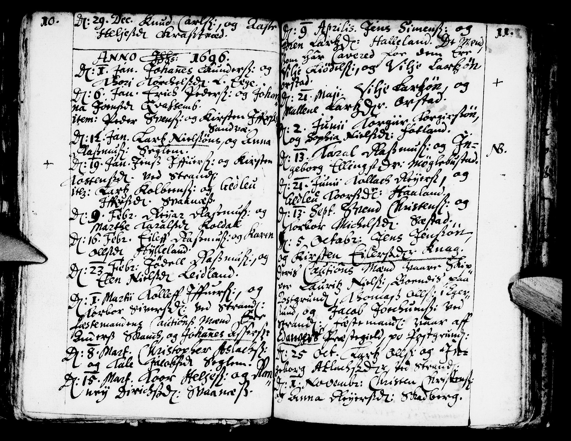 Eigersund sokneprestkontor, AV/SAST-A-101807/S08/L0001: Parish register (official) no. A 1, 1664-1717, p. 10-11