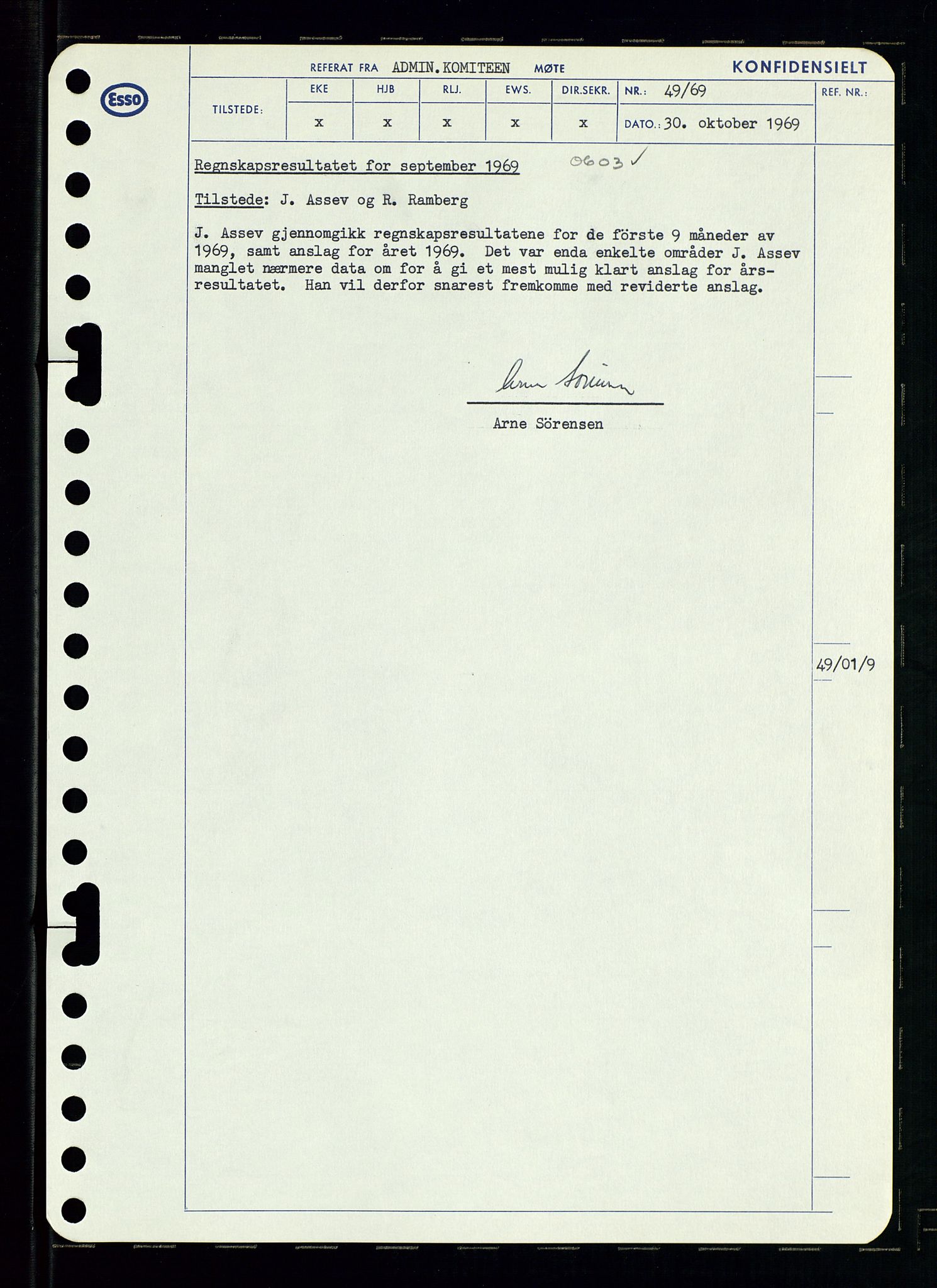 Pa 0982 - Esso Norge A/S, SAST/A-100448/A/Aa/L0003/0001: Den administrerende direksjon Board minutes (styrereferater) og Bedriftforsamlingsprotokoll / Den administrerende direksjon Board minutes (styrereferater), 1969, p. 118