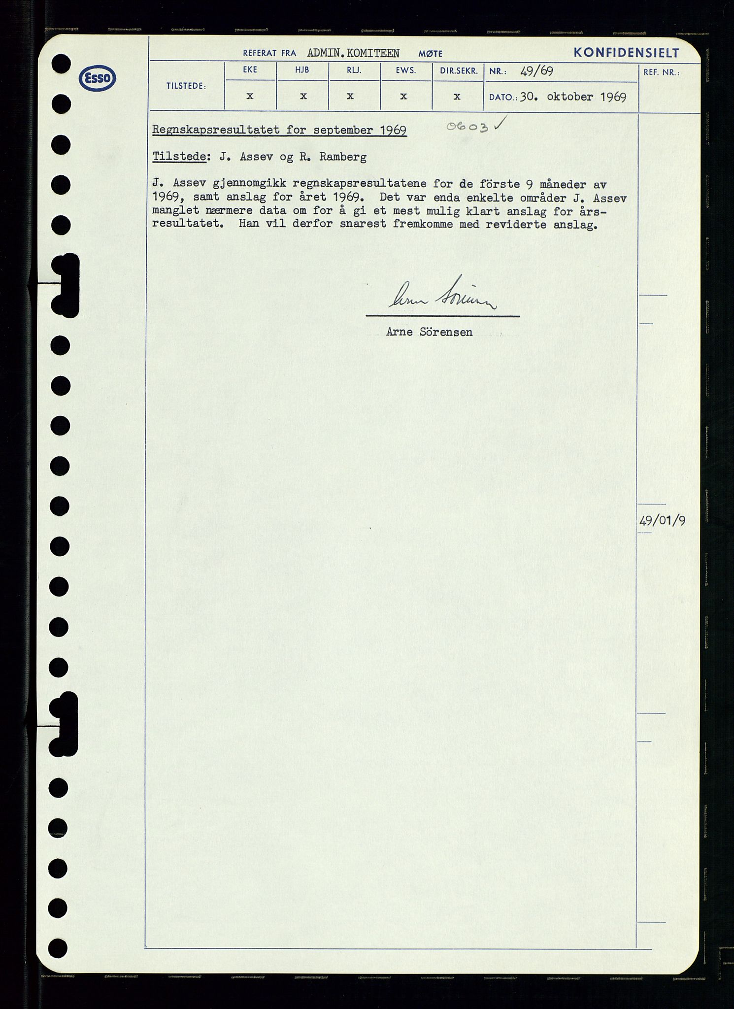 Pa 0982 - Esso Norge A/S, AV/SAST-A-100448/A/Aa/L0003/0001: Den administrerende direksjon Board minutes (styrereferater) og Bedriftforsamlingsprotokoll / Den administrerende direksjon Board minutes (styrereferater), 1969, p. 118