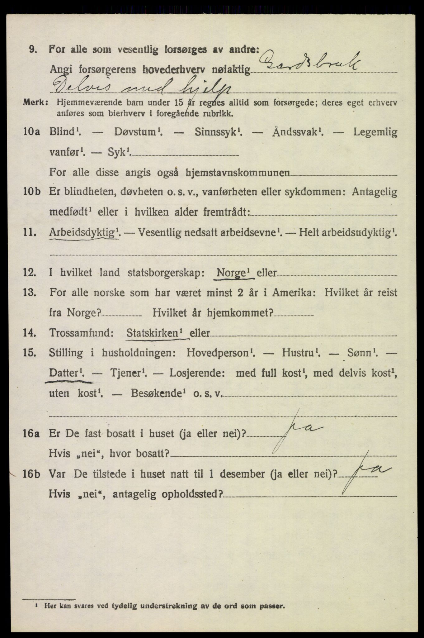 SAH, 1920 census for Tynset, 1920, p. 8937