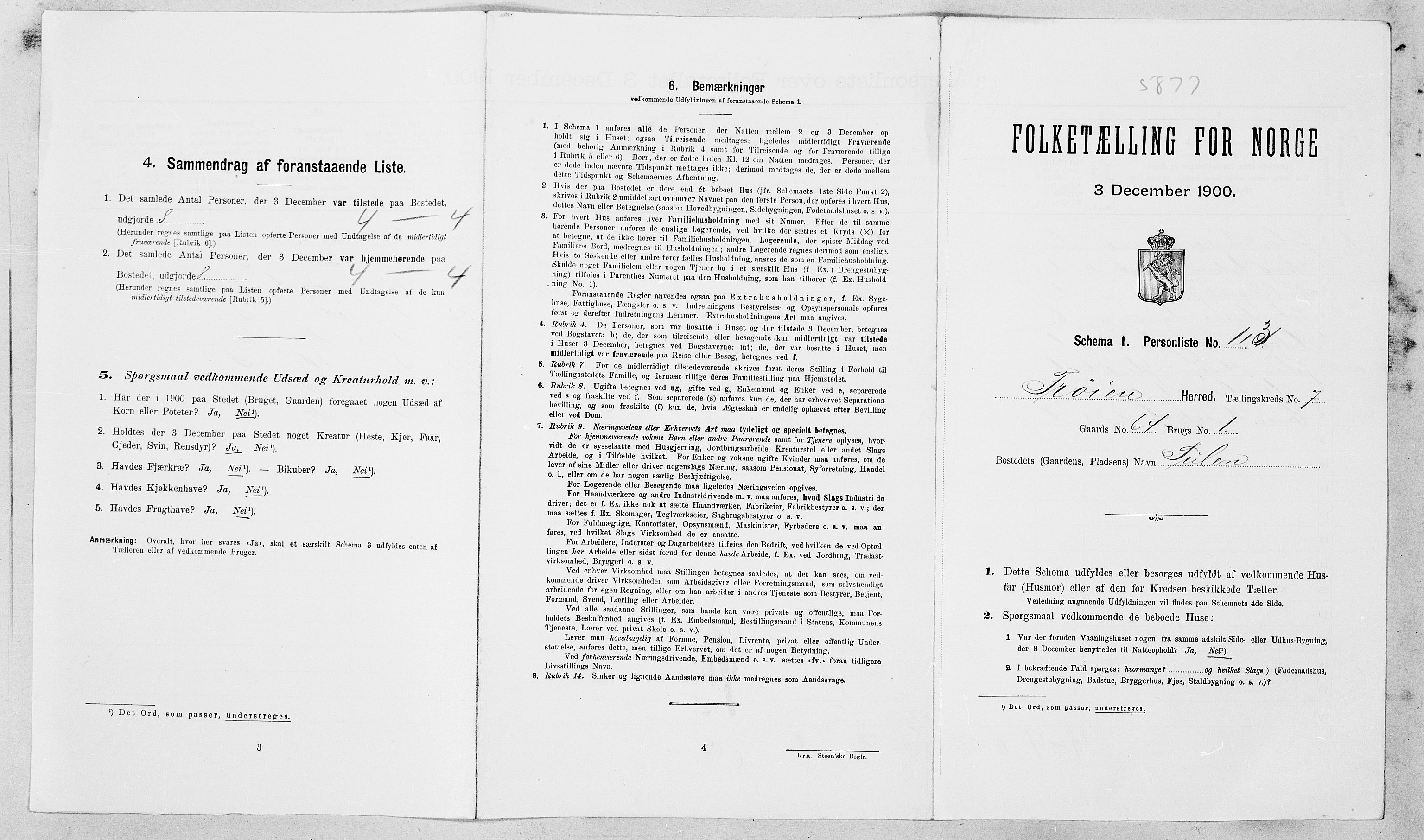 SAT, 1900 census for Frøya, 1900, p. 1215