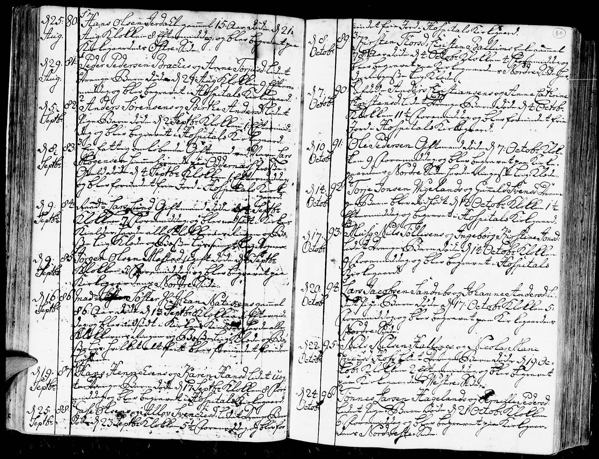 Kristiansand domprosti, SAK/1112-0006/F/Fa/L0004: Parish register (official) no. A 4, 1762-1794, p. 60