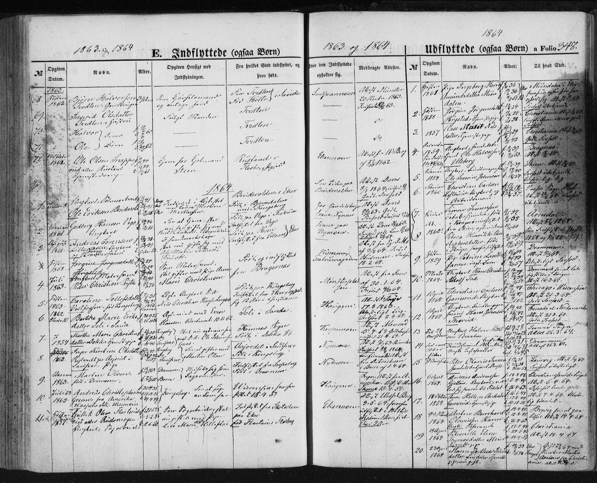 Kongsberg kirkebøker, SAKO/A-22/F/Fa/L0010: Parish register (official) no. I 10, 1859-1875, p. 348