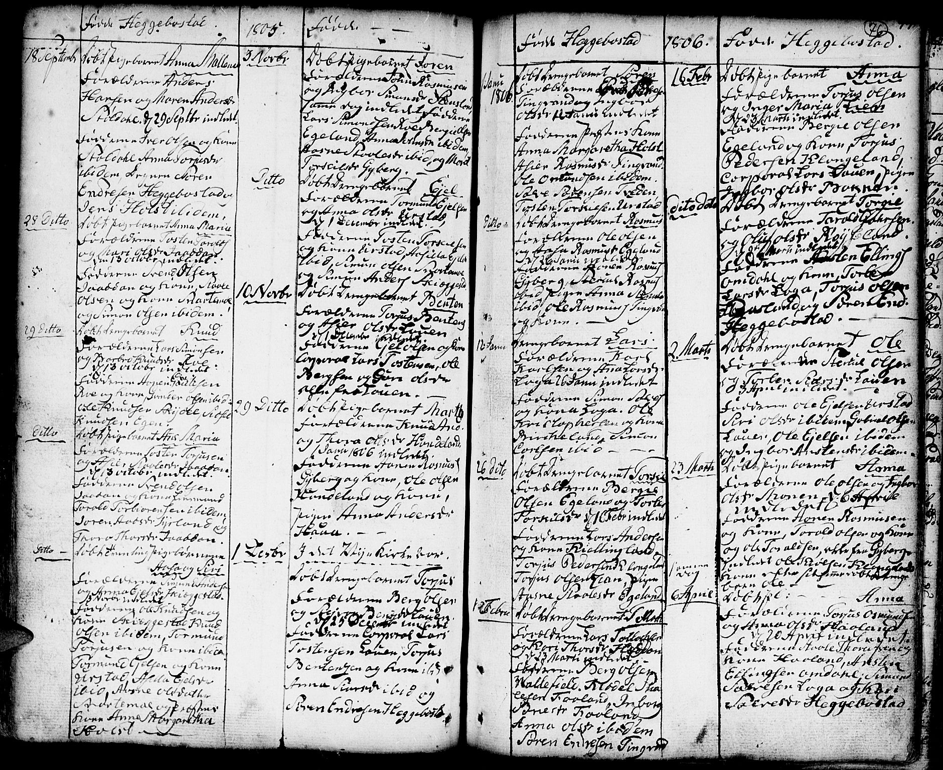 Hægebostad sokneprestkontor, SAK/1111-0024/F/Fa/Faa/L0001: Parish register (official) no. A 1 /1, 1760-1820, p. 76